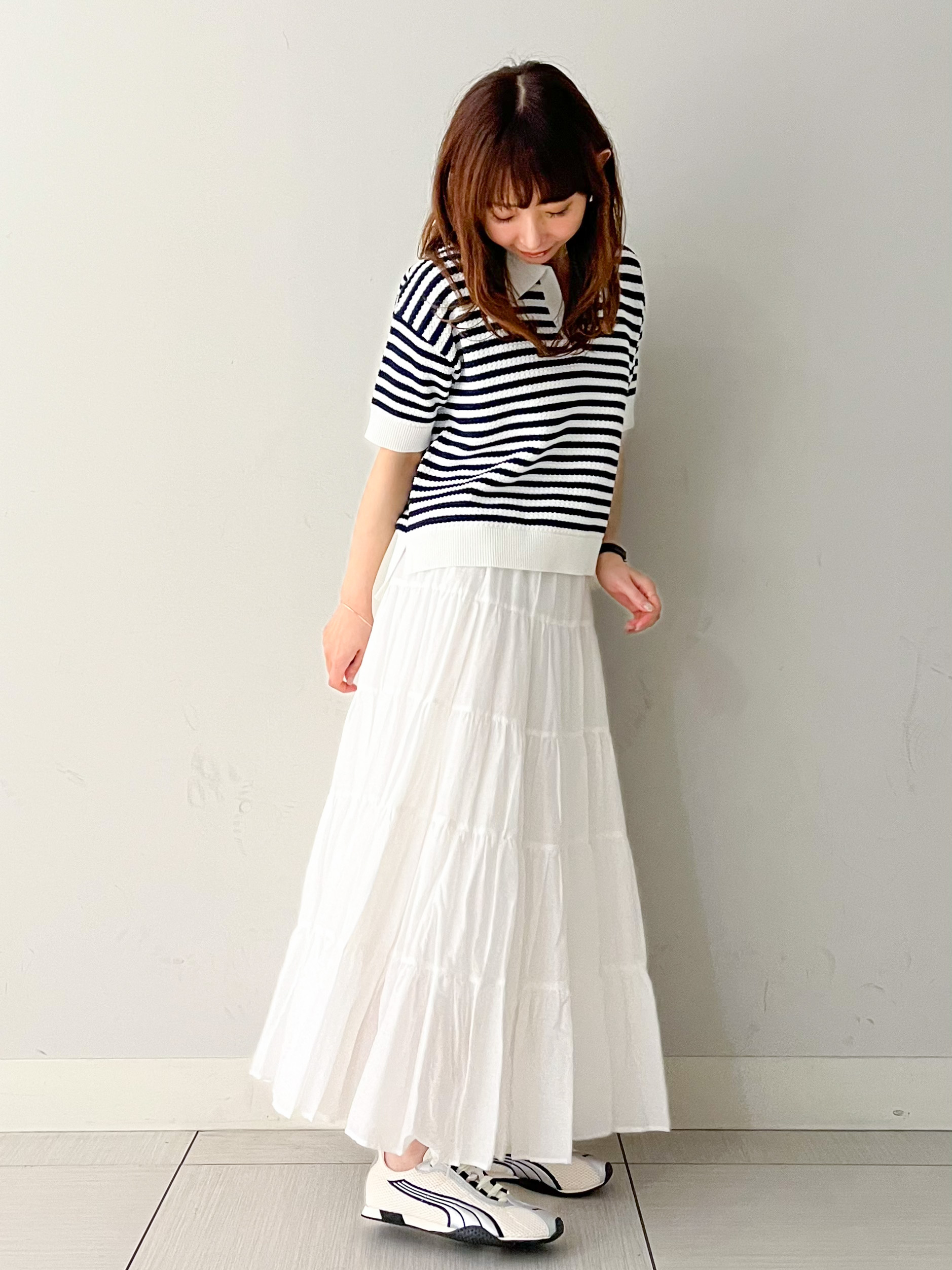 じゅんさんの「DRESSTERIOR｜【再入荷】コットンボイルティアードスカート」を使ったコーディネート