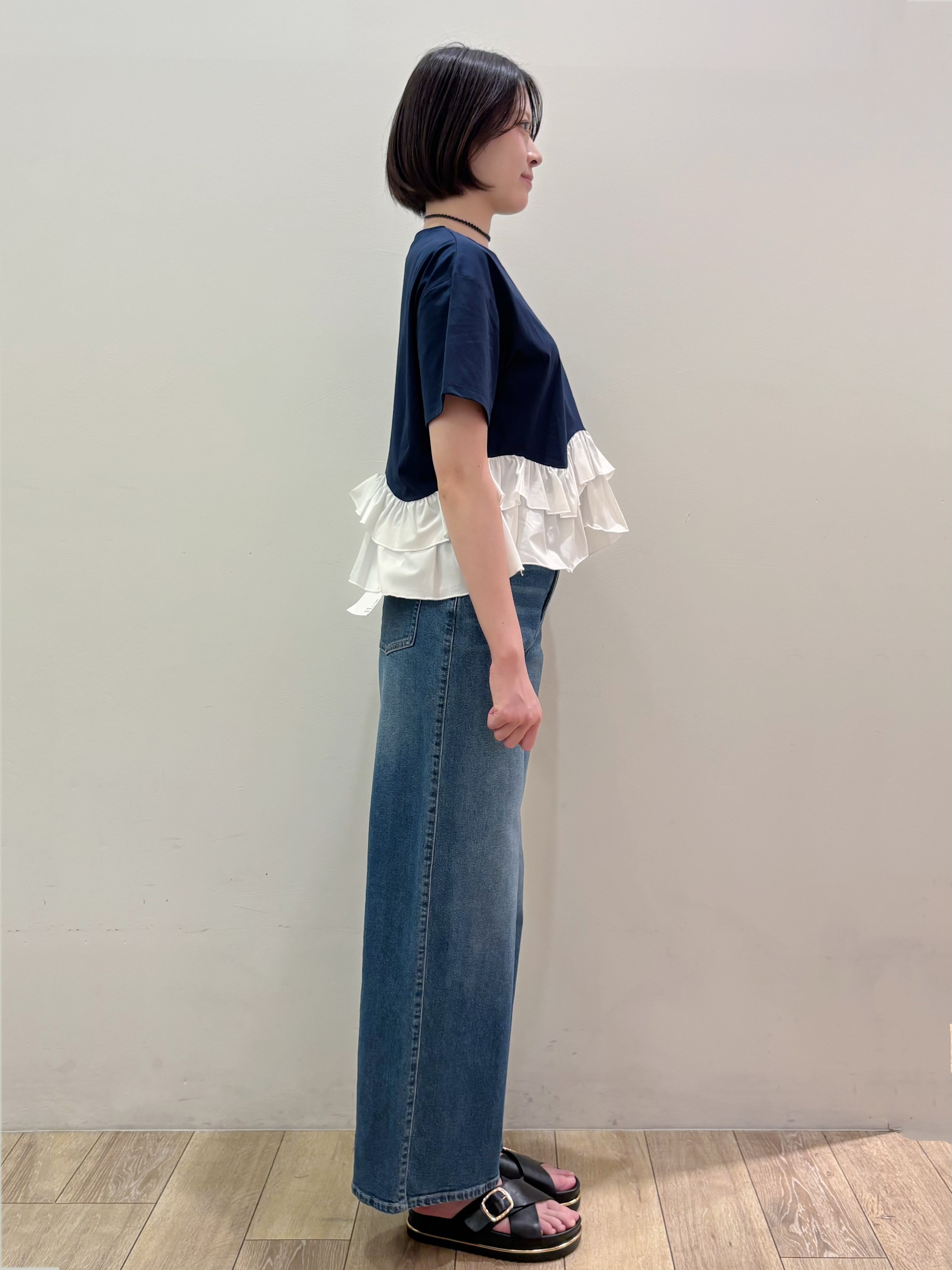 RINさんの「OPAQUE.CLIP｜裾フリルドッキングTシャツ【洗濯機OK】」を使ったコーディネート