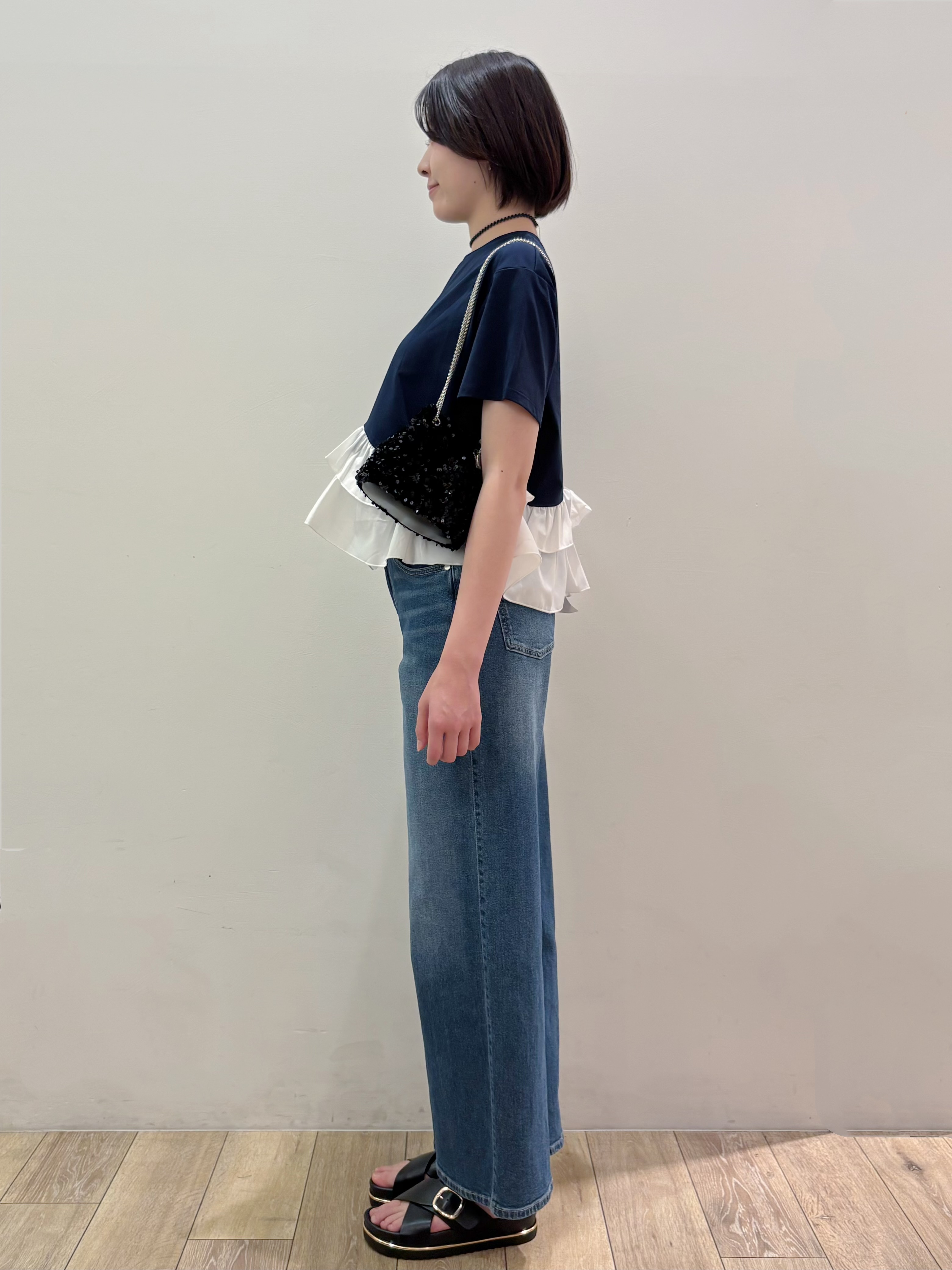 RINさんの「OPAQUE.CLIP｜裾フリルドッキングTシャツ【洗濯機OK】」を使ったコーディネート