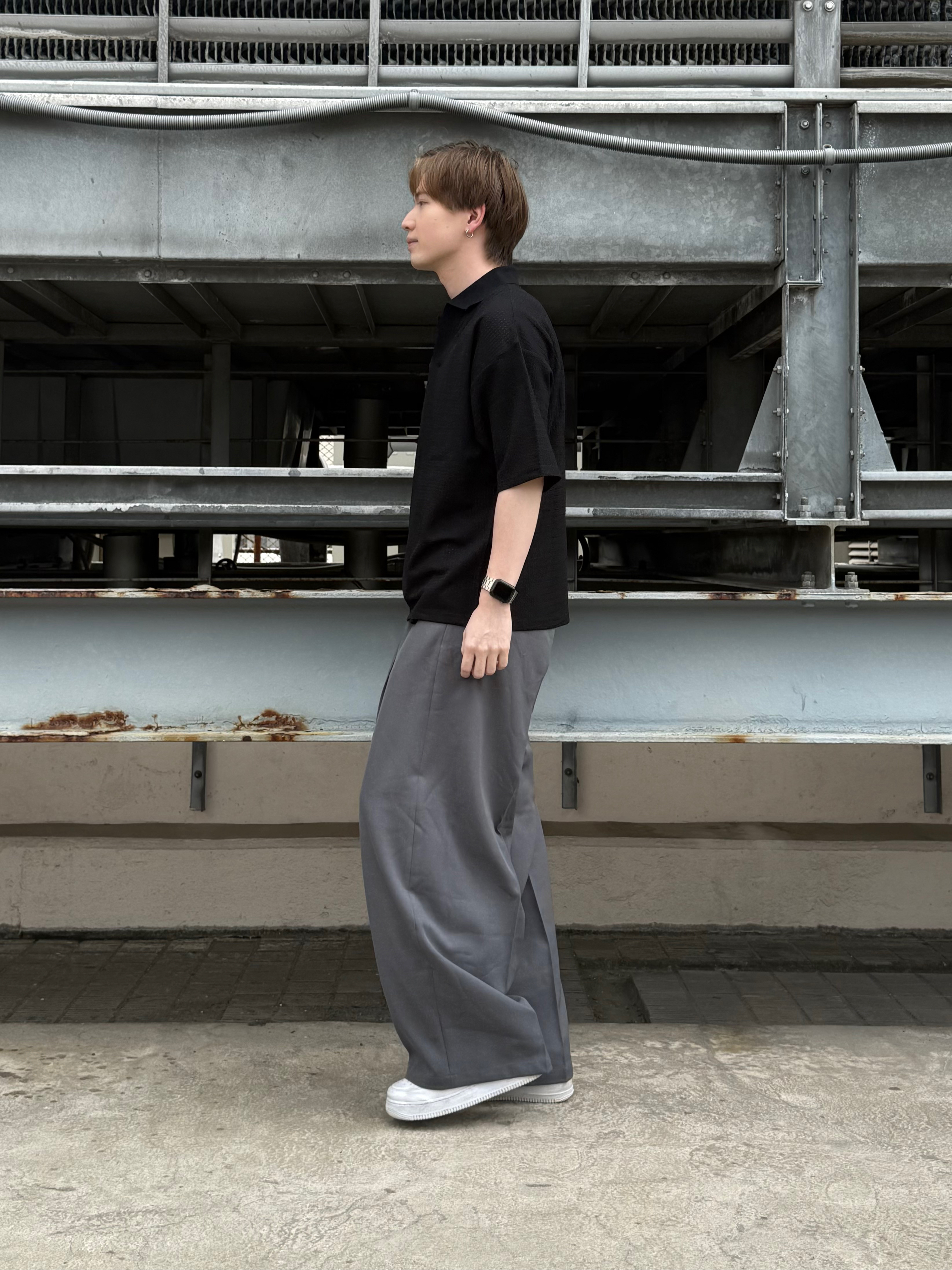 カネダさんの「tk.TAKEO KIKUCHI｜◆【ソフトタッチ】ルーズスキッパーポロシャツ/ソフト肌触り/オーバーサイズ/ルーズ/ドロップショルダ」を使ったコーディネート