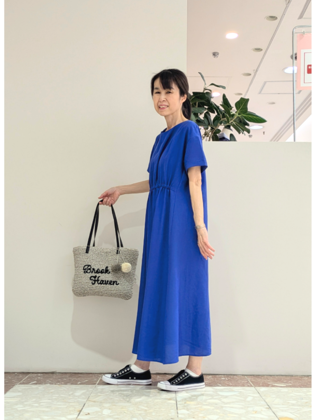 keikoさんの「Dessin｜【洗える】ウエストギャザーリネン混ワンピース」を使ったコーディネート
