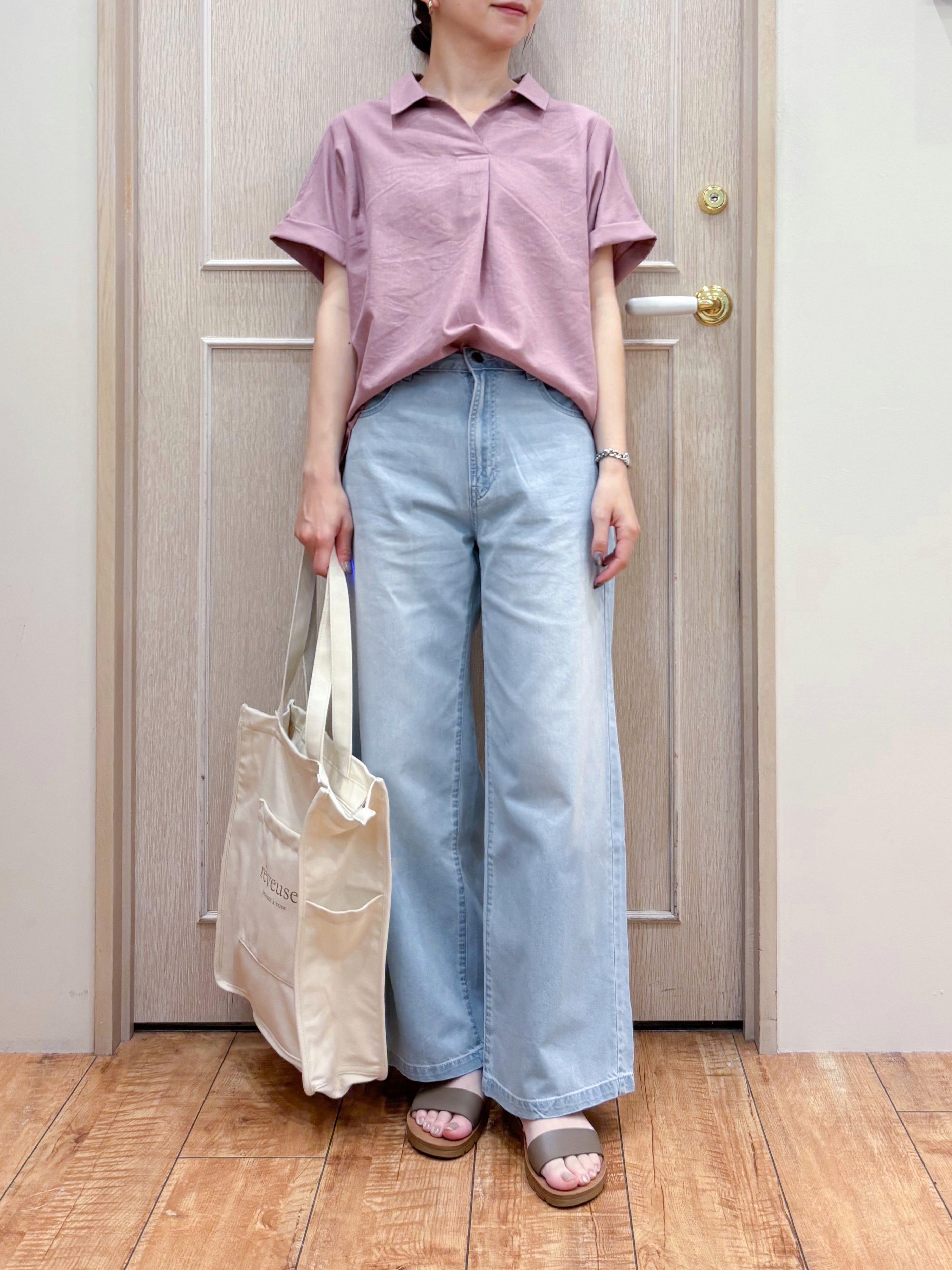 なみさんの「SHOO･LA･RUE｜【UV/吸水速乾/抗菌防臭】インせず着られる フレンチリネンスキッパーシャツ」を使ったコーディネート