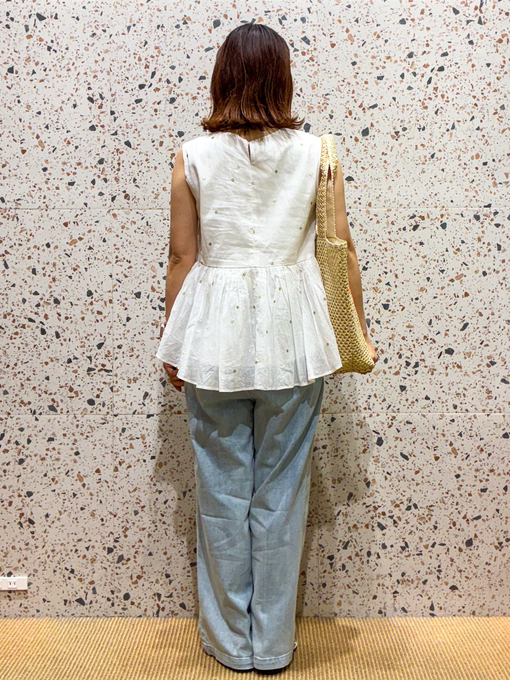 さくらさんの「OPAQUE.CLIP｜ラメドット刺繍ペプラムブラウス【洗える】」を使ったコーディネート