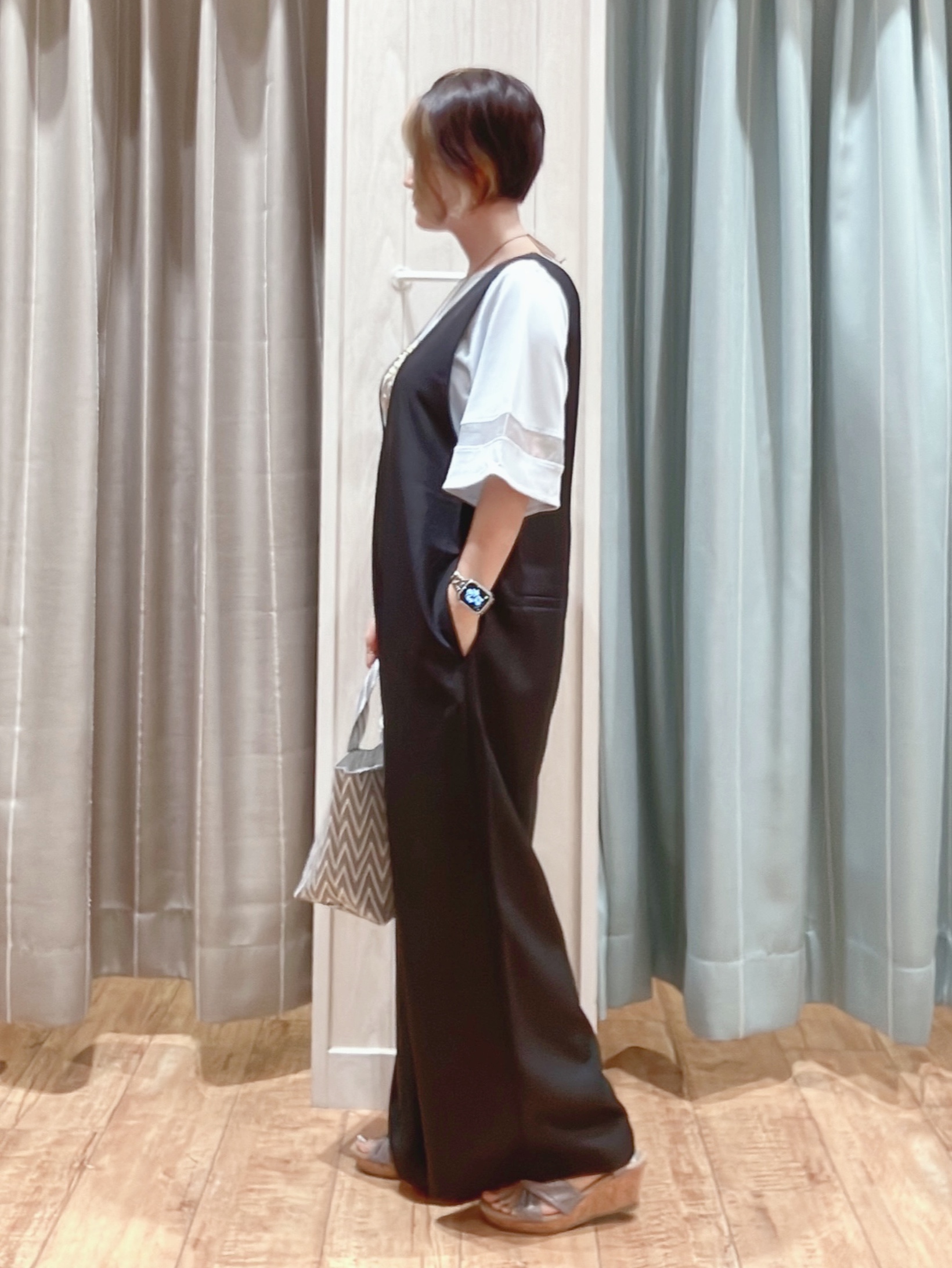 aaamiさんの「SHOO･LA･RUE｜【洗濯後しわになりにくい/S-LL】ゆったりらくちんきれい見え　シンプルだから使いやすい 大人のオー」を使ったコーディネート