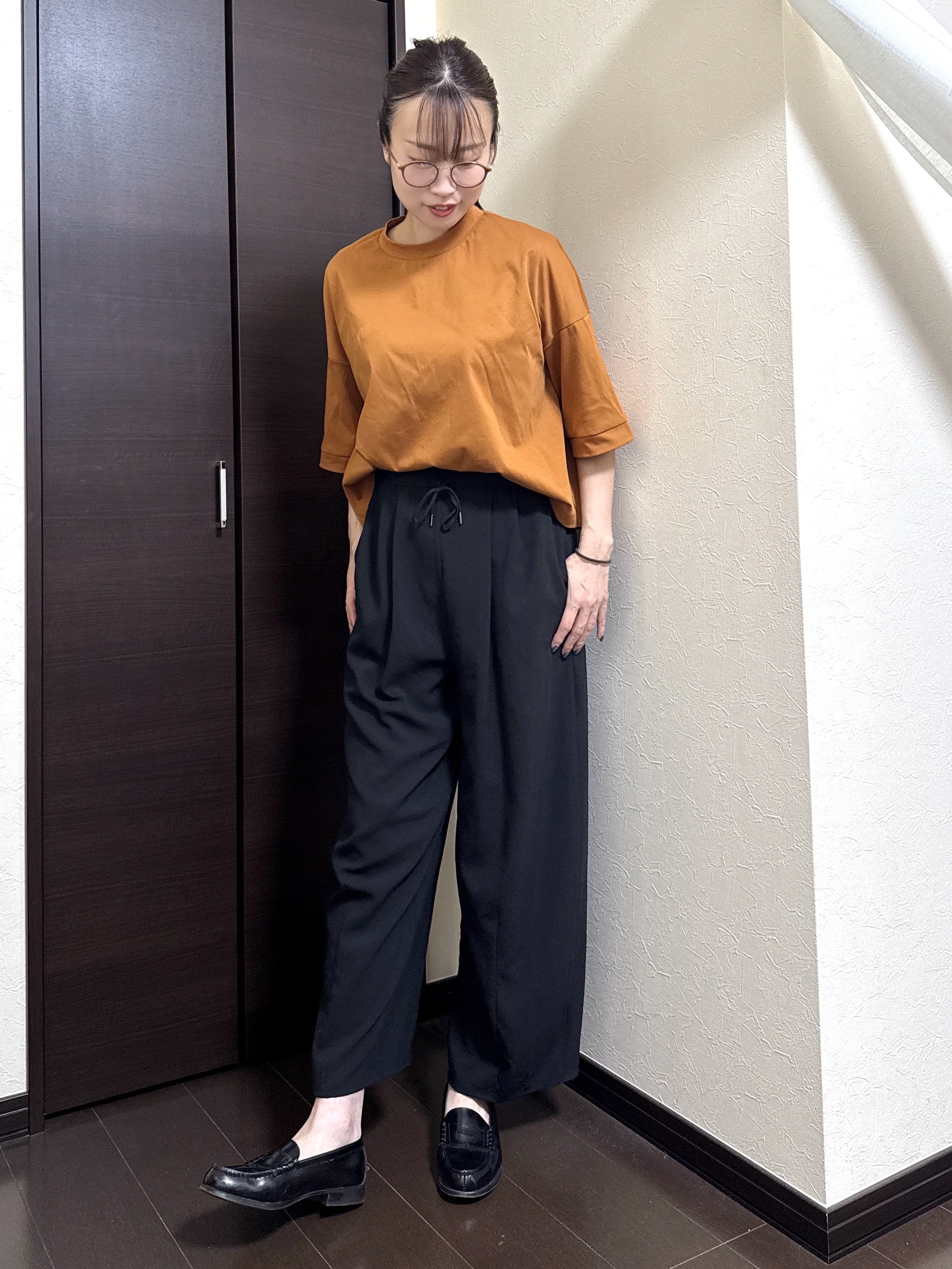 Junさんの「Dessin｜【体型カバー】美光沢カットソーボクシーシルエット」を使ったコーディネート
