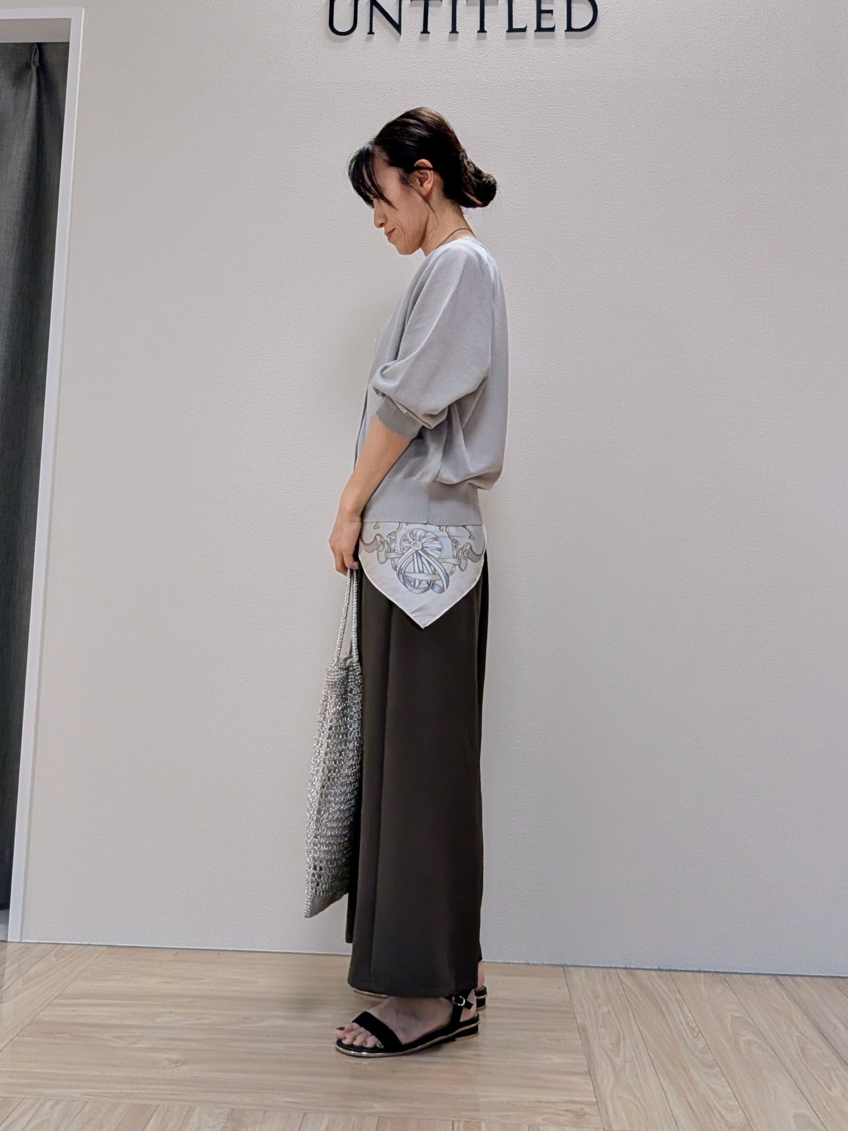 Rieさんの「UNTITLED｜【アンサンブル可/シアー】リネンエステルカーディガン」を使ったコーディネート
