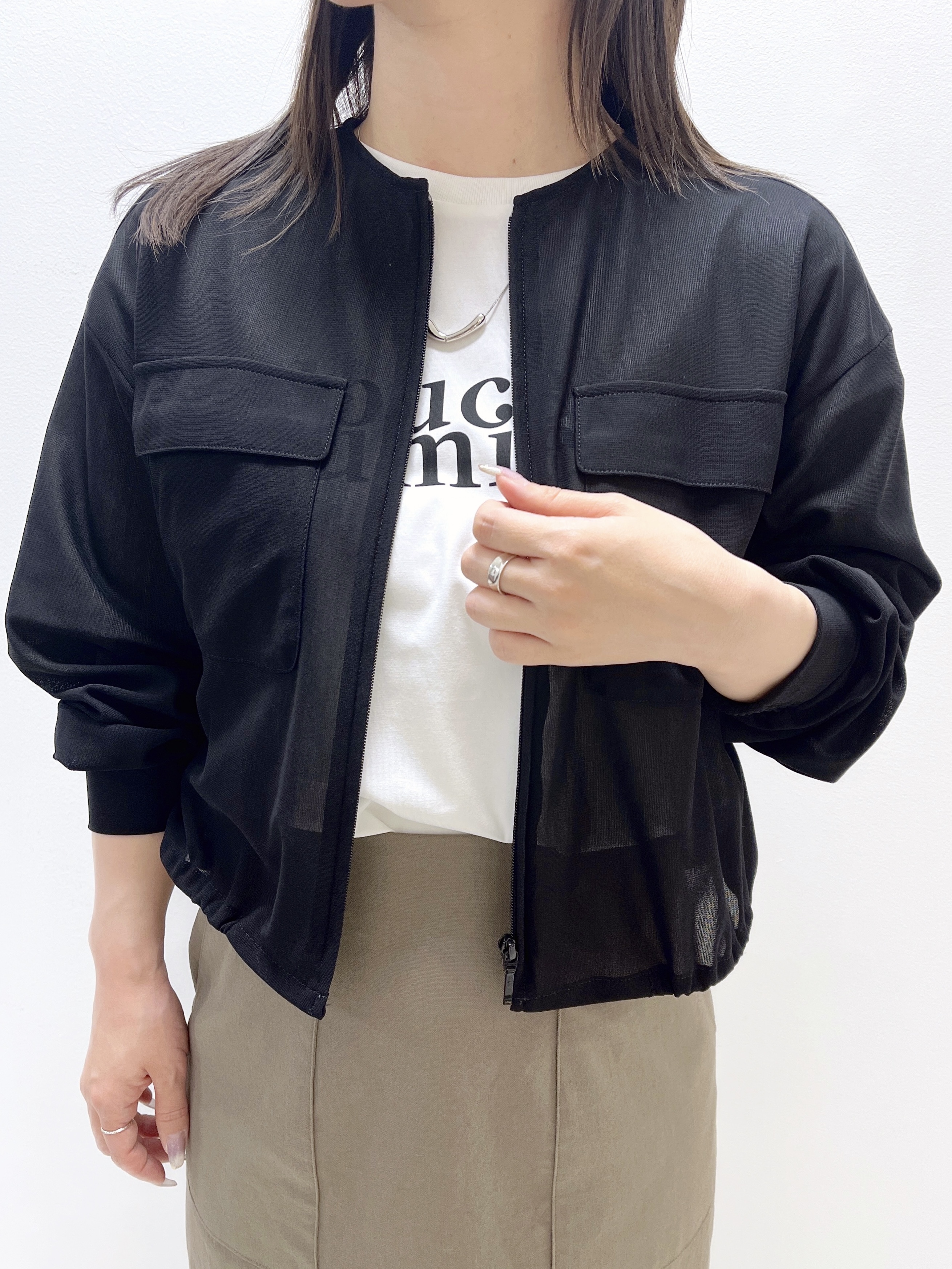 Ukiさんの「UNTITLED｜◆【洗える】シアーブルゾン」を使ったコーディネート
