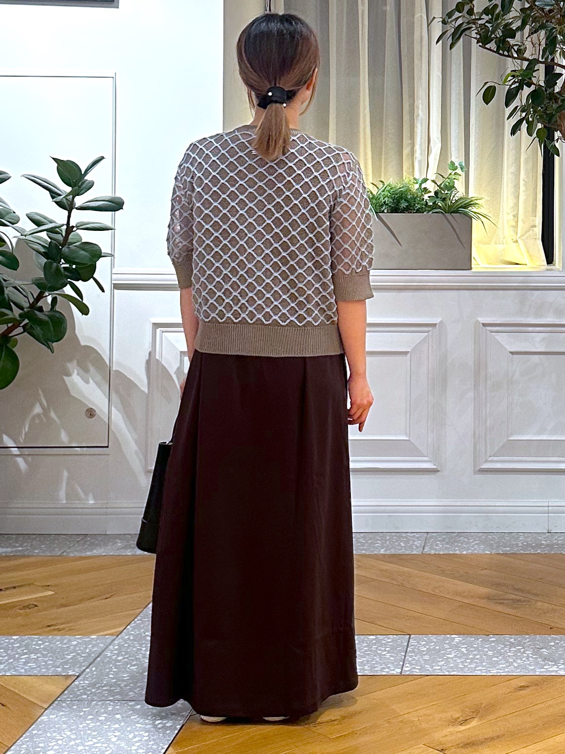 なべこさんの「DRESSTERIOR｜【ウォッシャブル】フィッシュネットニットシャツカーディガン」を使ったコーディネート