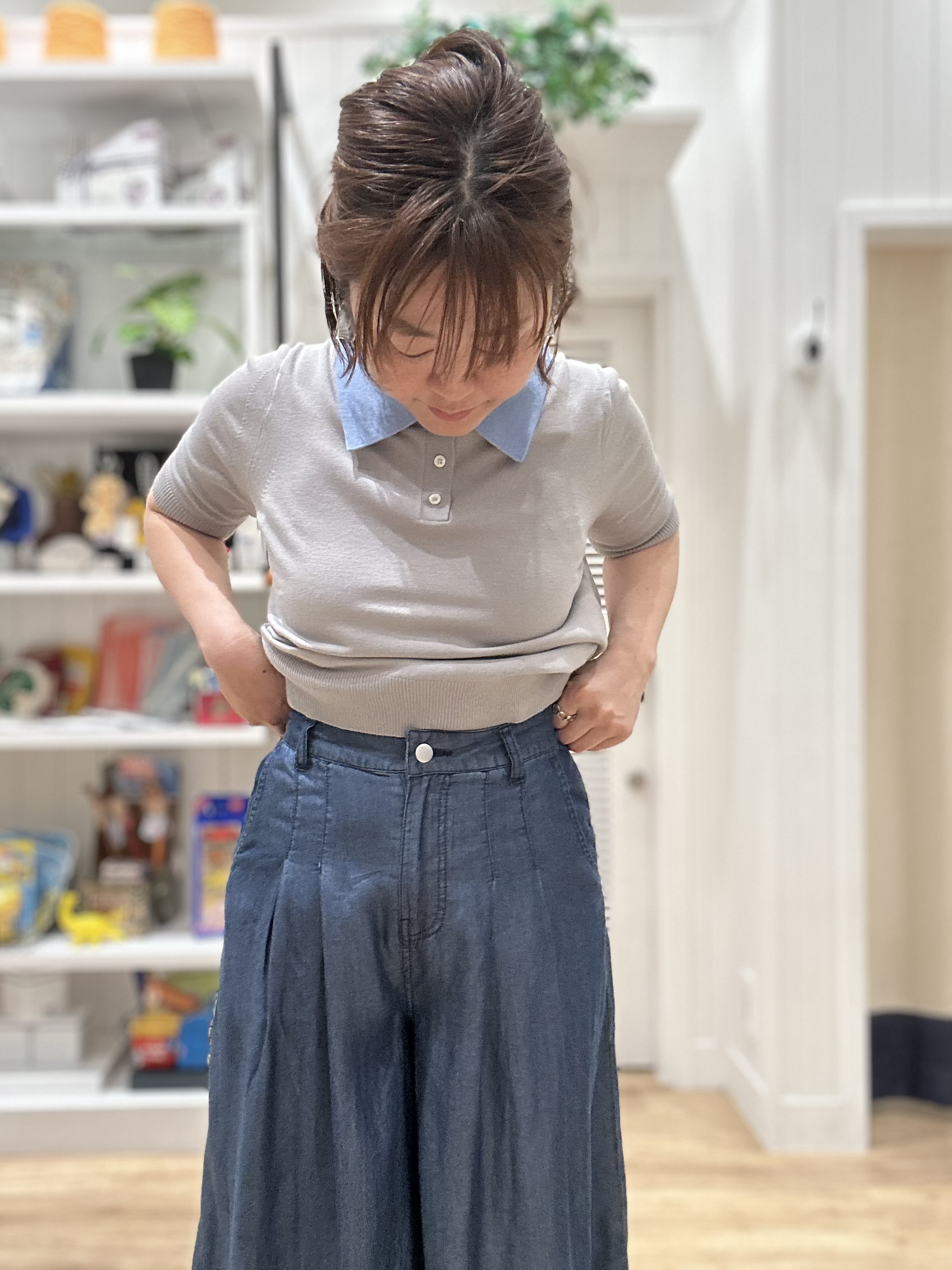 Aiさんの「Dessin｜ポロ襟 ハーフスリーブニット」を使ったコーディネート