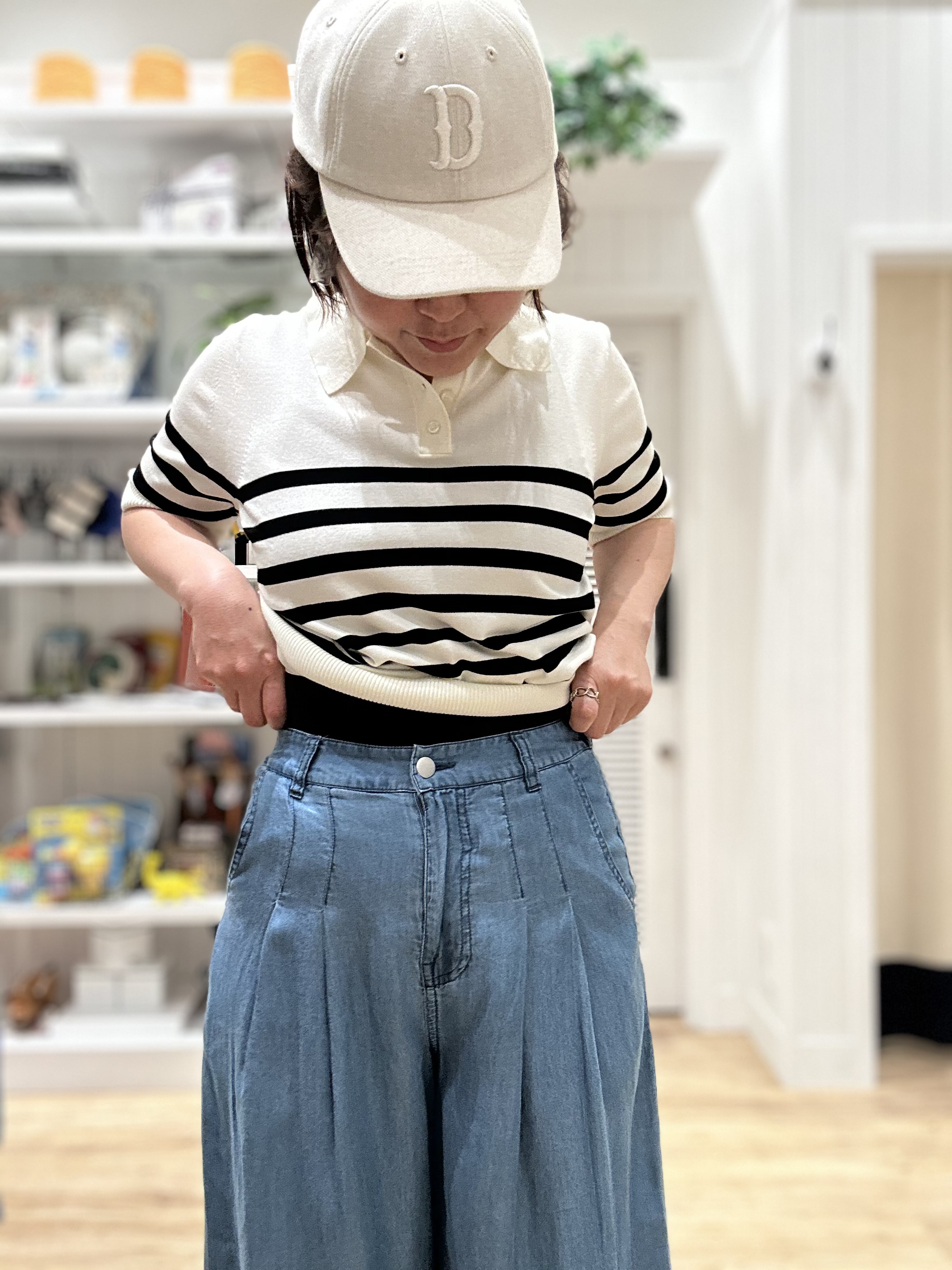 Aiさんの「Dessin｜ポロ襟 ハーフスリーブニット」を使ったコーディネート