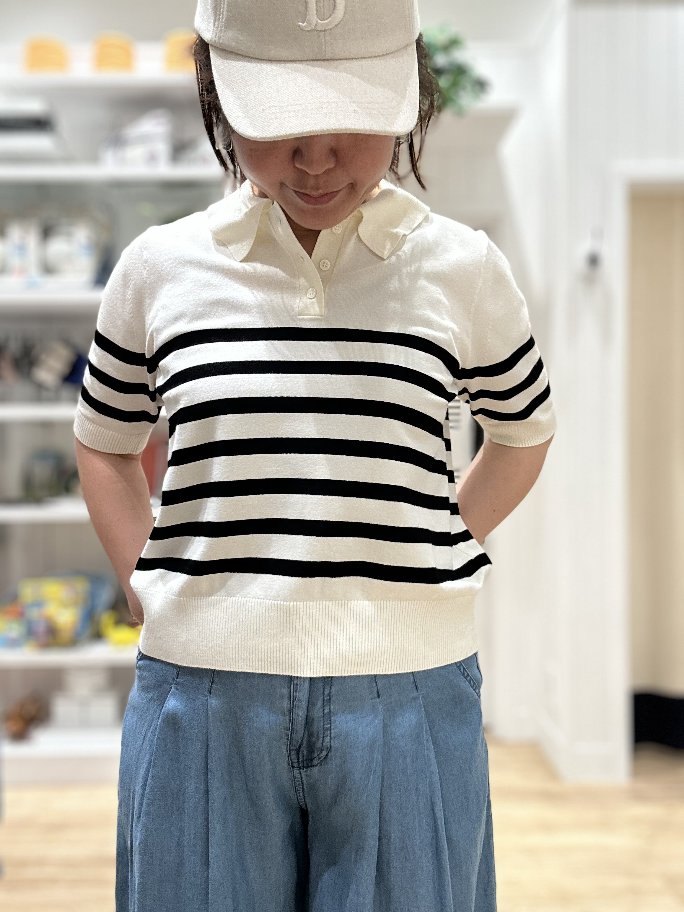 Aiさんの「Dessin｜ポロ襟 ハーフスリーブニット」を使ったコーディネート