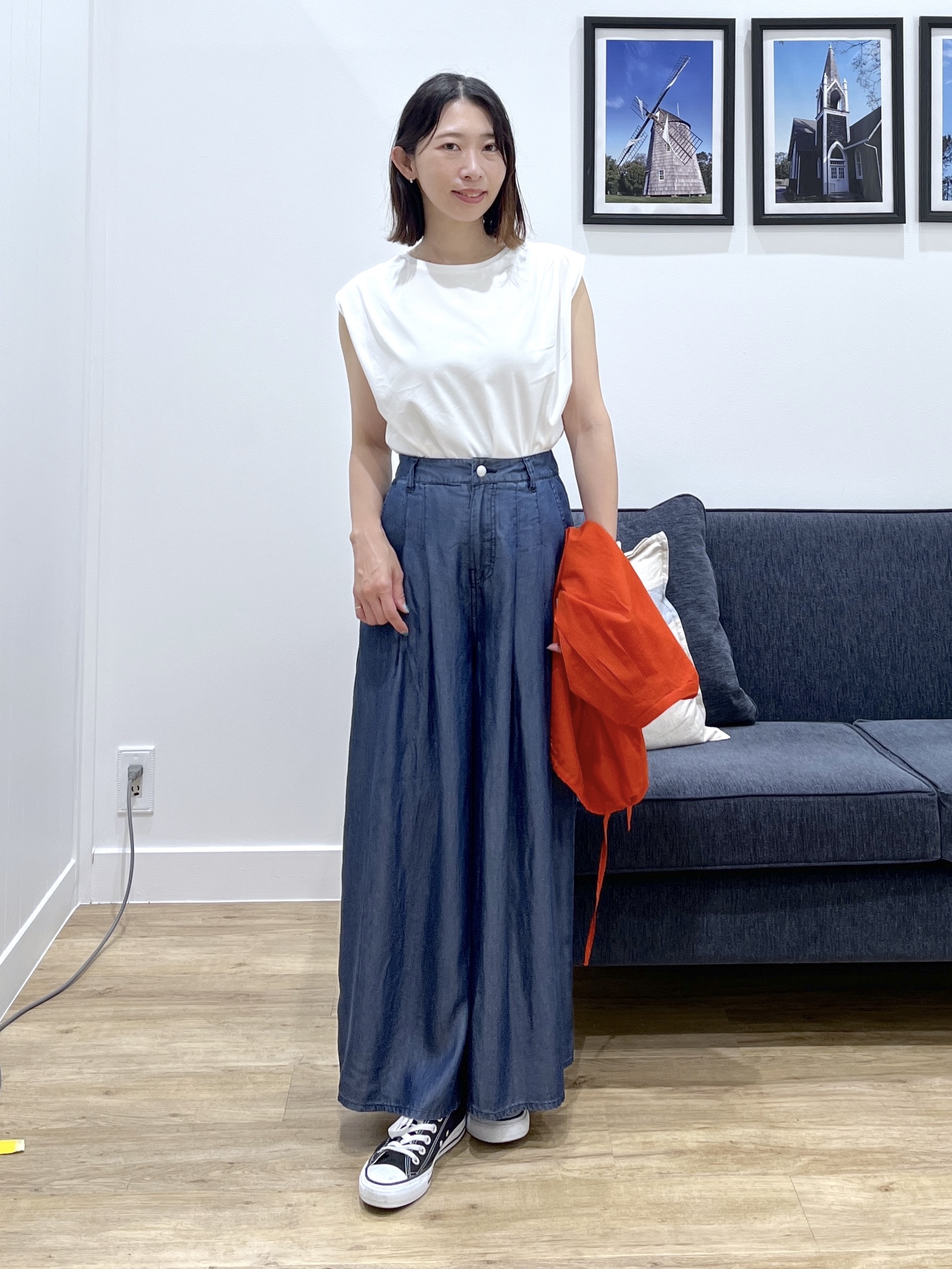 canaさんの「Dessin｜【高通気/セットアップ可】ハーフスリーブドロストシャツブラウス」を使ったコーディネート