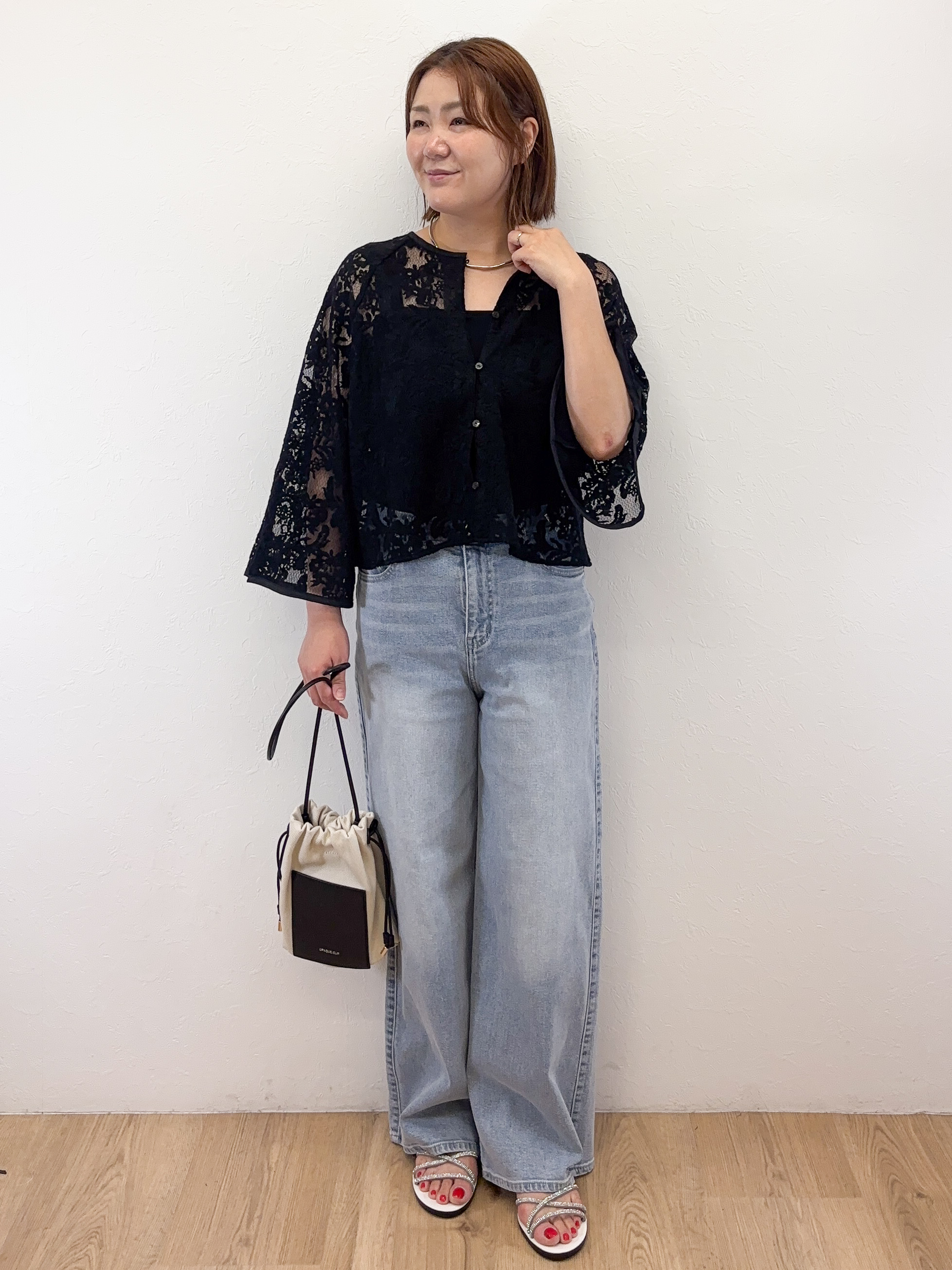 Takeさんの「OPAQUE.CLIP｜刺繍レースショートブラウス【洗える】」を使ったコーディネート