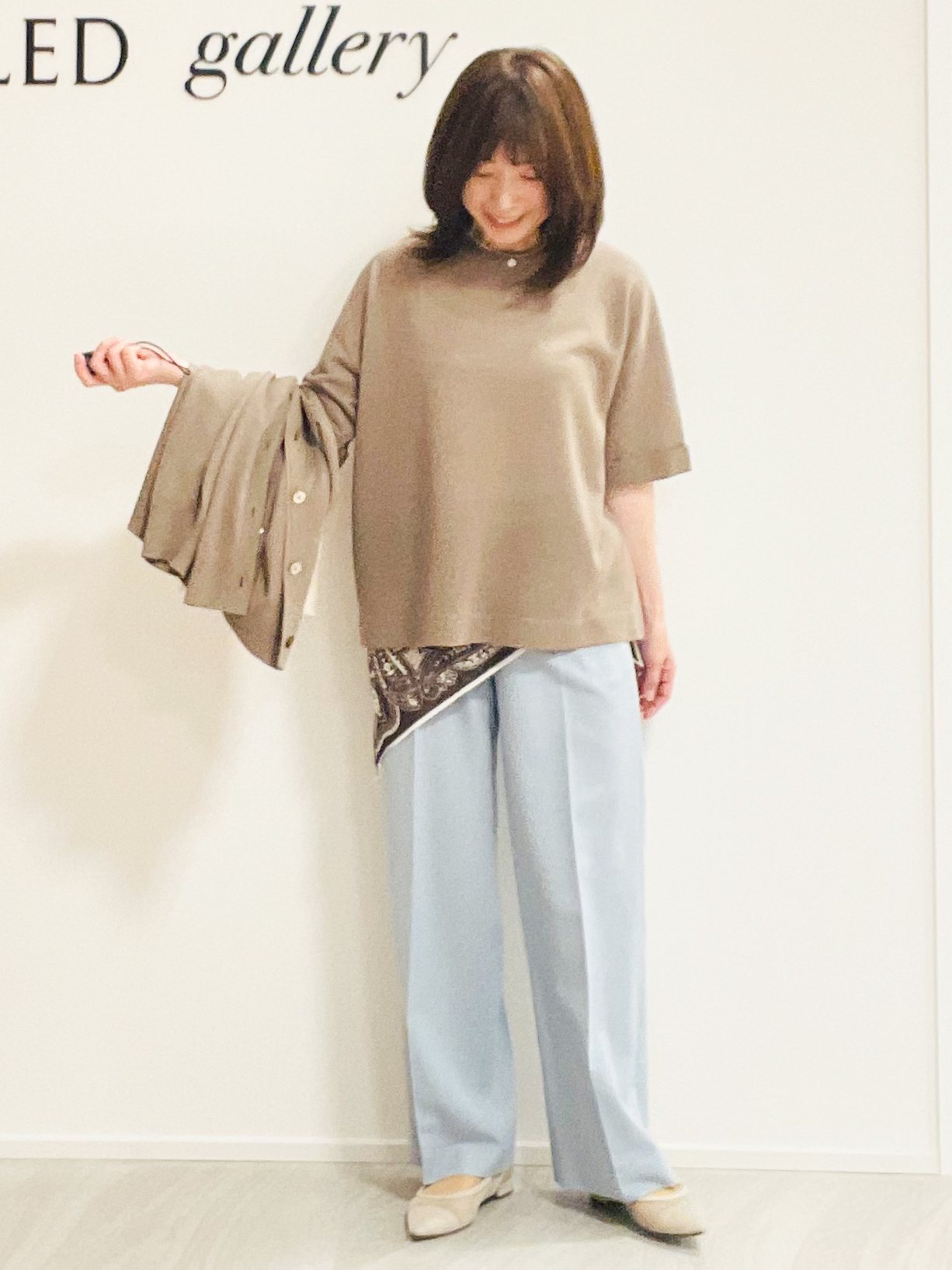 めいさんの「UNTITLED｜【アンサンブル可/シアー】リネンエステルカーディガン」を使ったコーディネート