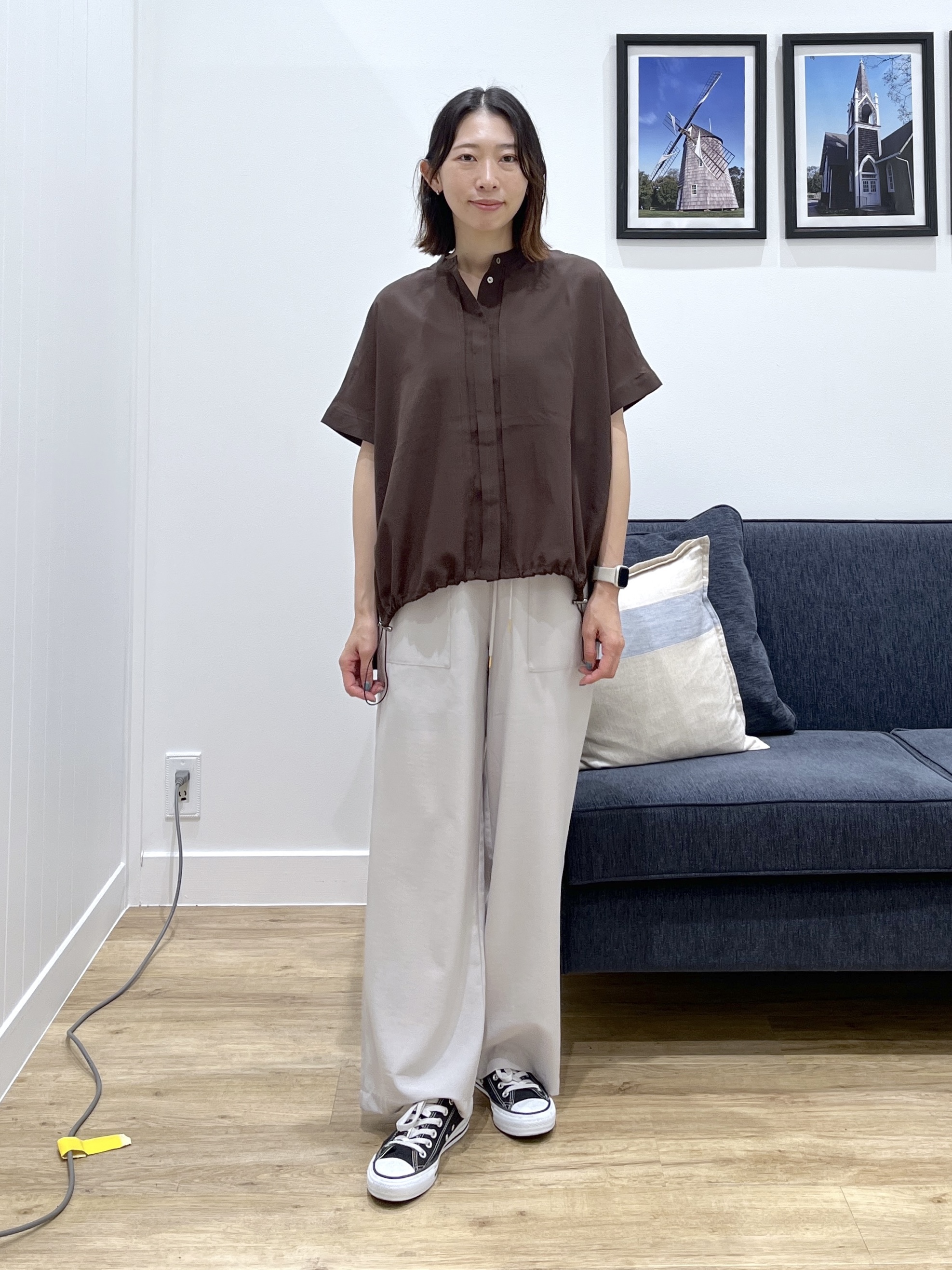 canaさんの「Dessin｜【高通気/セットアップ可】ドロストシャツ」を使ったコーディネート