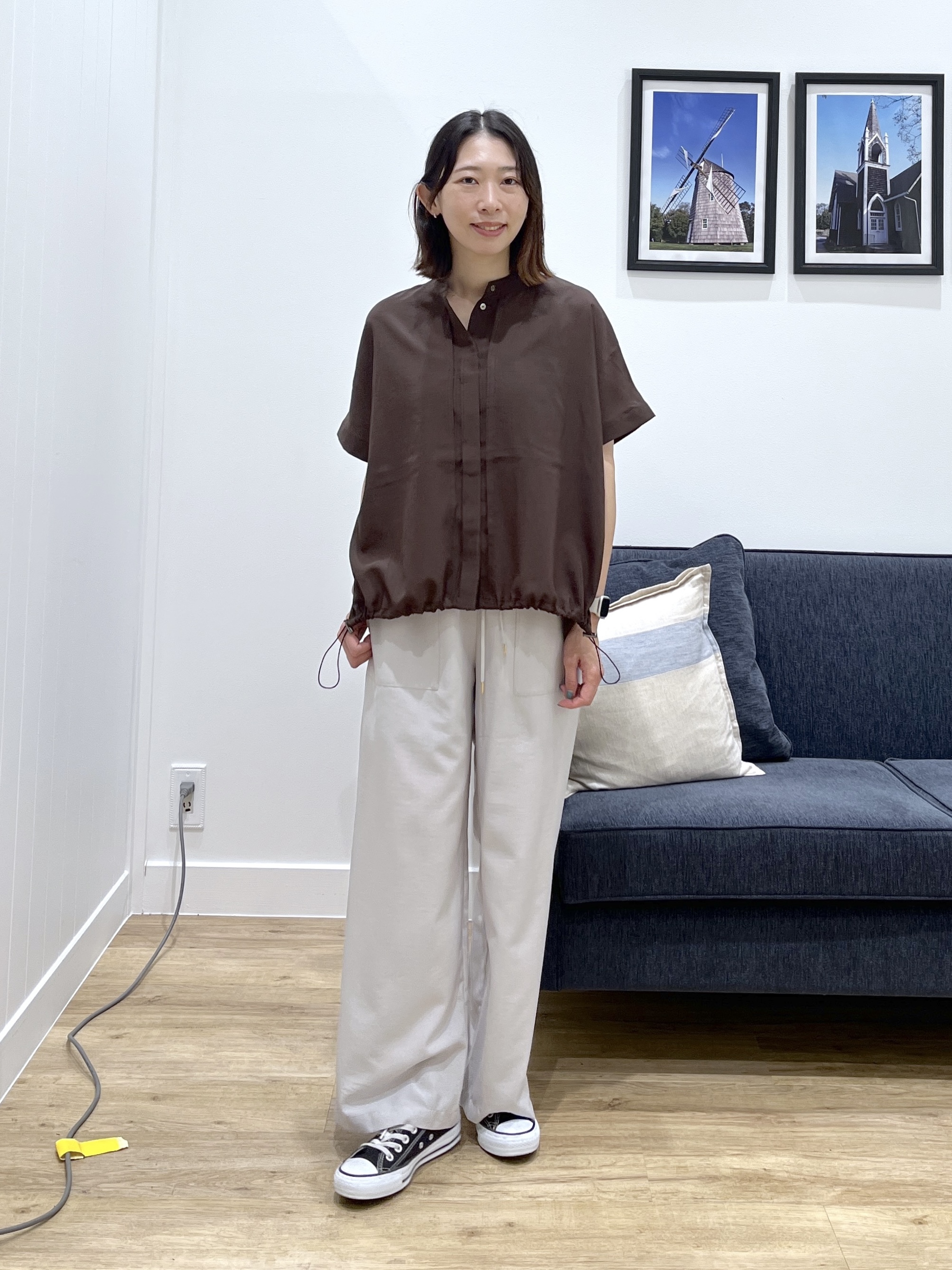 canaさんの「Dessin｜【高通気/セットアップ可】ドロストシャツ」を使ったコーディネート