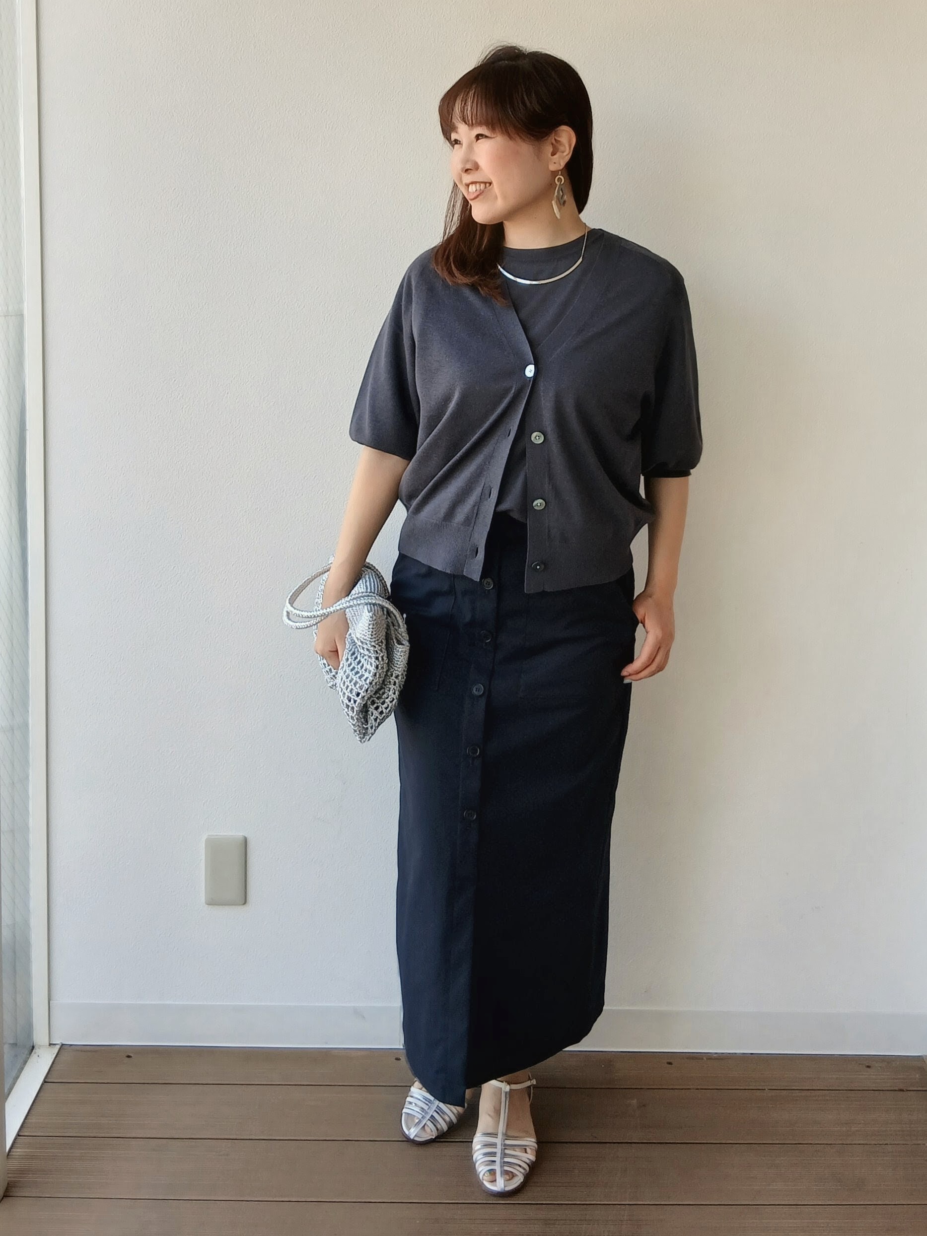 なみきさんの「UNTITLED｜【アンサンブル可/シアー】リネンエステルカーディガン」を使ったコーディネート
