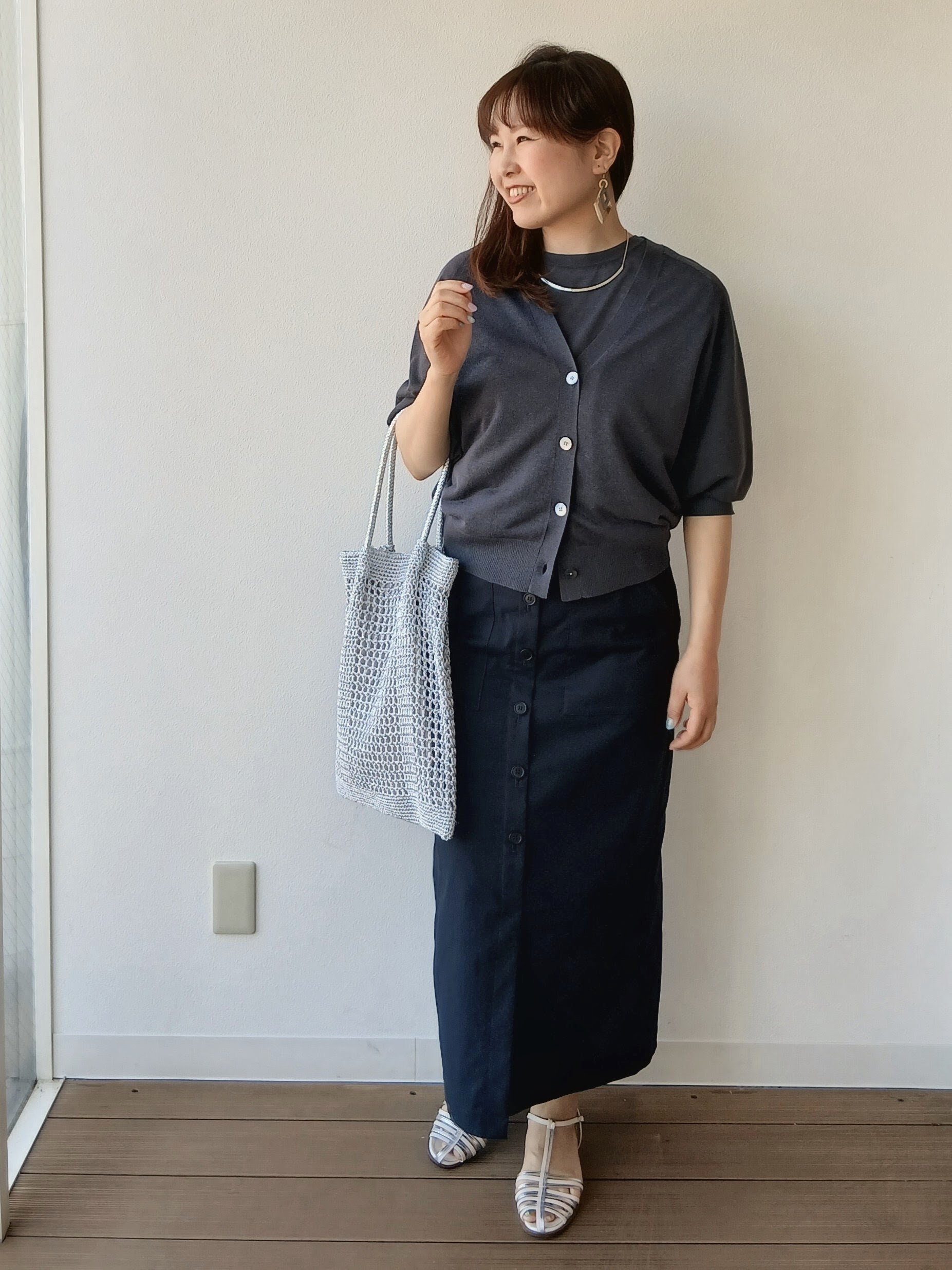 なみきさんの「UNTITLED｜【アンサンブル可/シアー】リネンエステルカーディガン」を使ったコーディネート