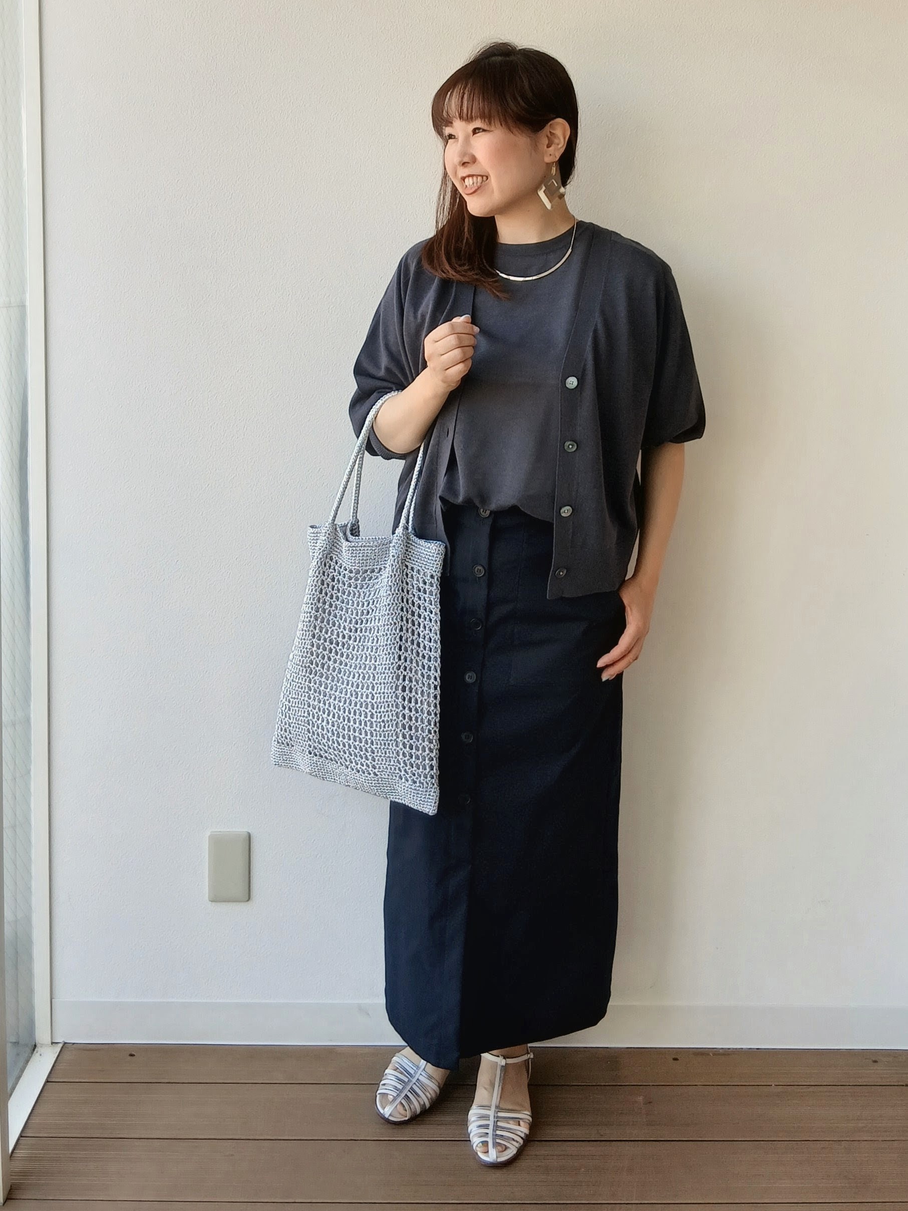 なみきさんの「UNTITLED｜【アンサンブル可/シアー】リネンエステルカーディガン」を使ったコーディネート