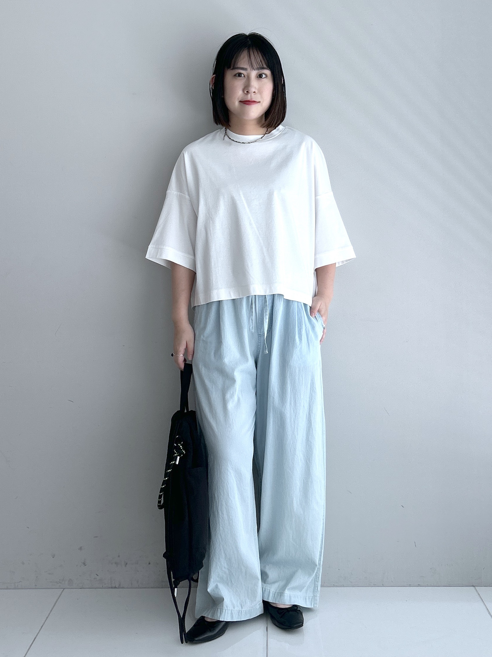 Hirokaさんの「Dessin｜【体型カバー】美光沢カットソーボクシーシルエット」を使ったコーディネート