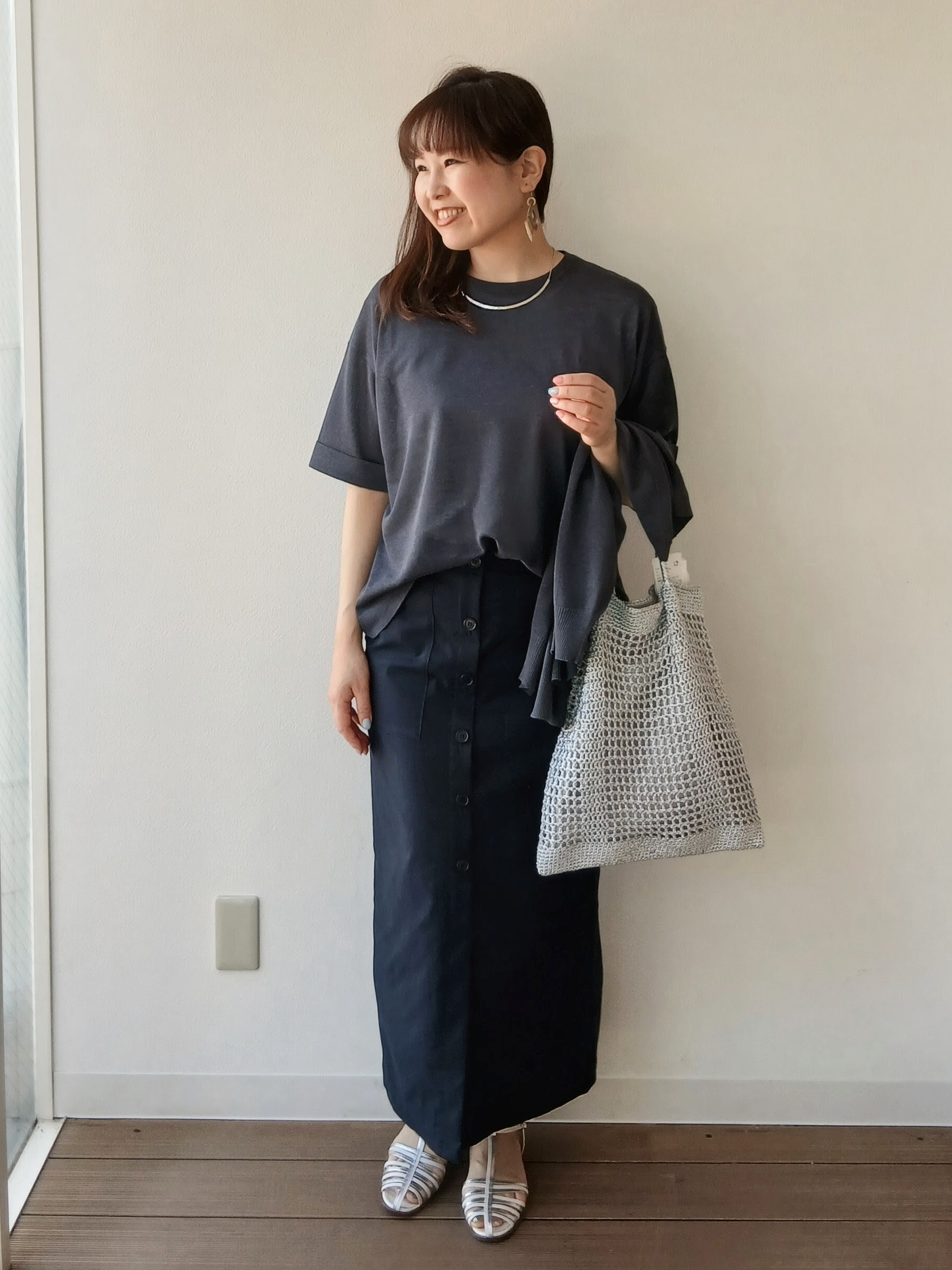 なみきさんの「UNTITLED｜【アンサンブル可/シアー】リネンエステルカーディガン」を使ったコーディネート