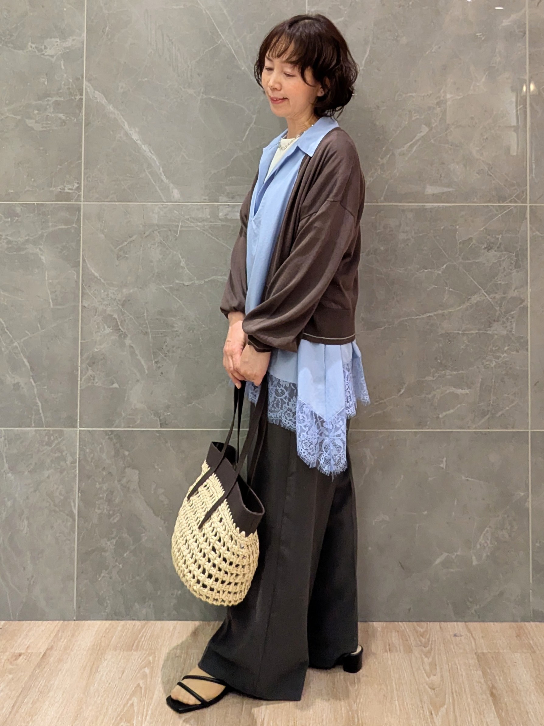 mamさんの「OPAQUE.CLIP｜【接触冷感】シアーショートトッパーカーディガン《洗濯機OK／抗ピル》」を使ったコーディネート