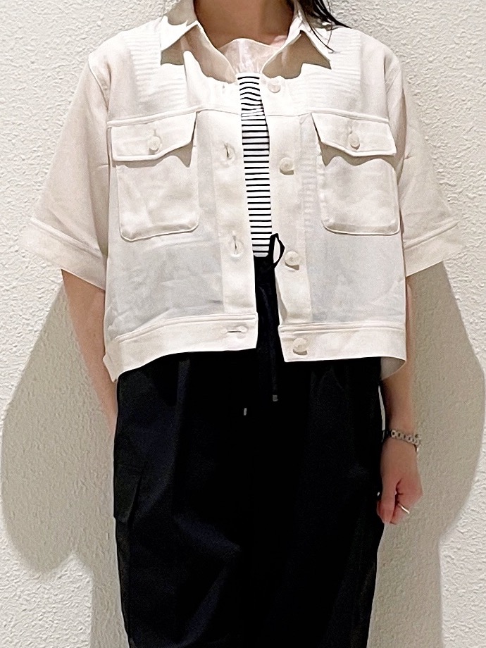 haruさんの「grove｜【吸水速乾・通気性・洗える】衿付きハーフジャケット」を使ったコーディネート