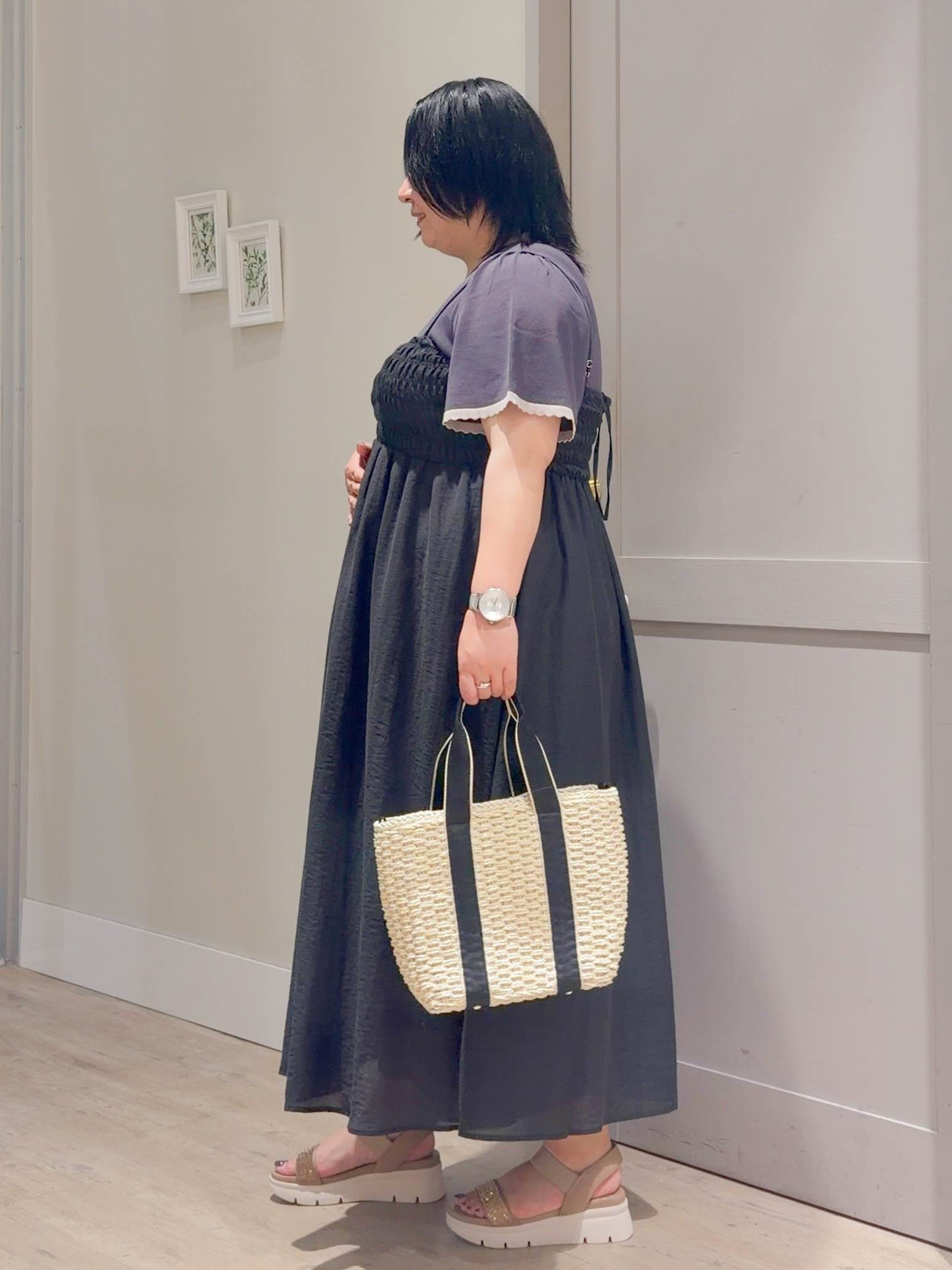 sasaさんの「grove｜高評価！【シリーズ累計36万枚！名品ニット】やわらかドライタッチ スカラップスリーブニット」を使ったコーディネート