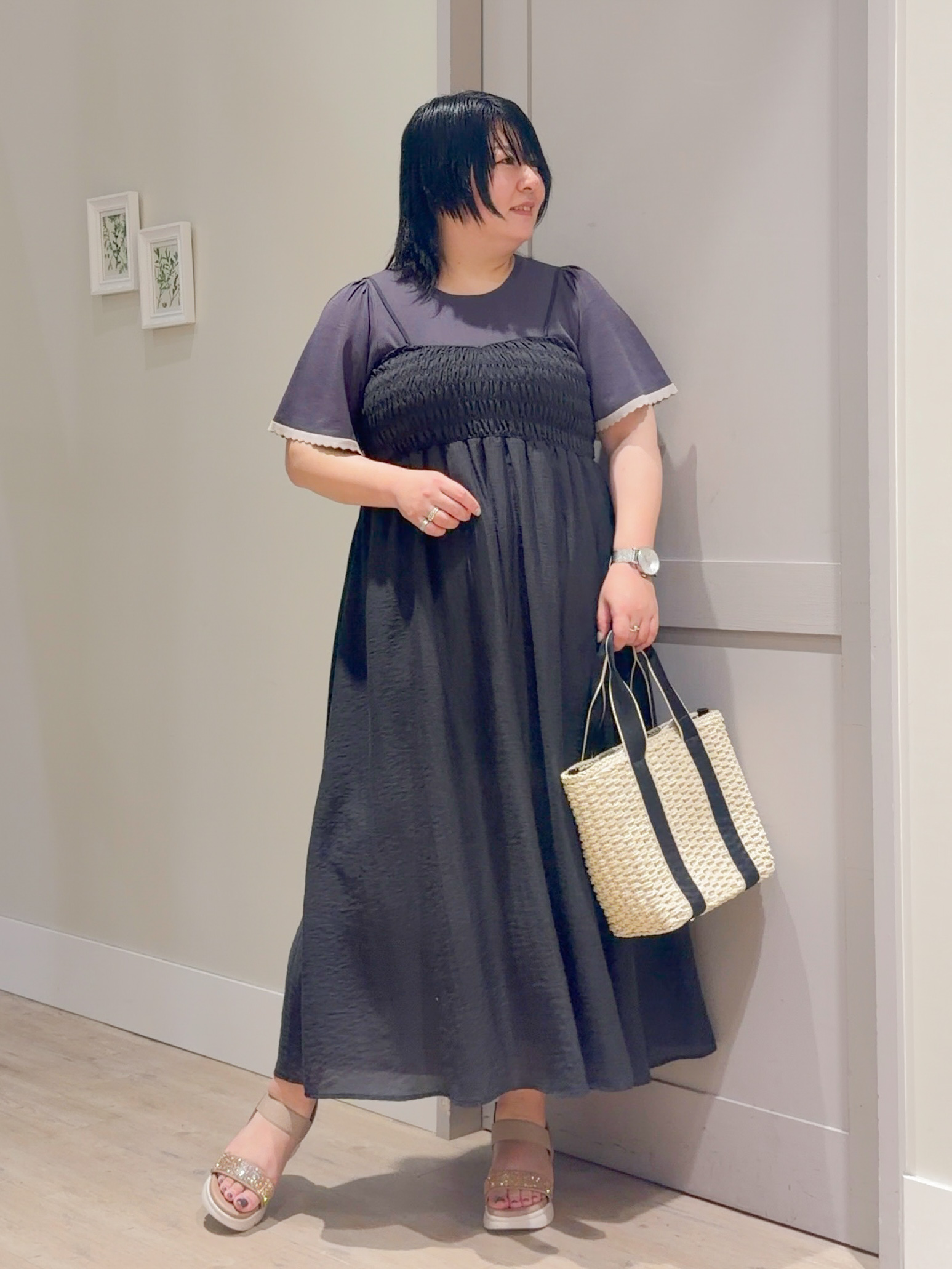 sasaさんの「grove｜高評価！【シリーズ累計36万枚！名品ニット】やわらかドライタッチ スカラップスリーブニット」を使ったコーディネート