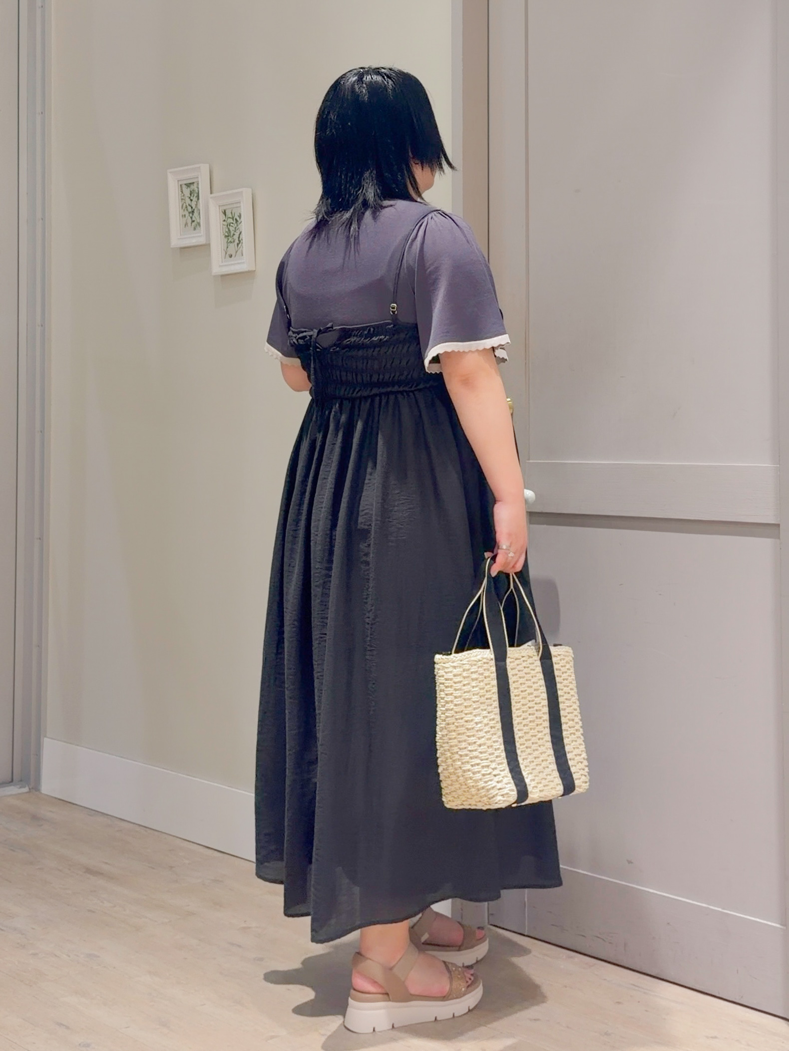 sasaさんの「grove｜高評価！【シリーズ累計36万枚！名品ニット】やわらかドライタッチ スカラップスリーブニット」を使ったコーディネート