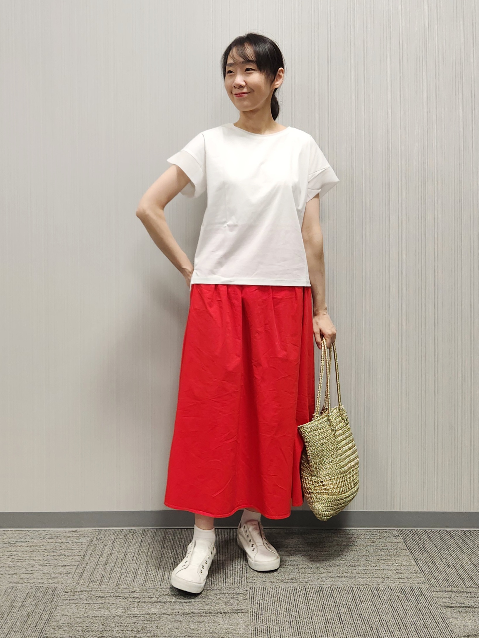 naraさんの「Dessin｜【UVカット/接触冷感】美光沢カットソー」を使ったコーディネート