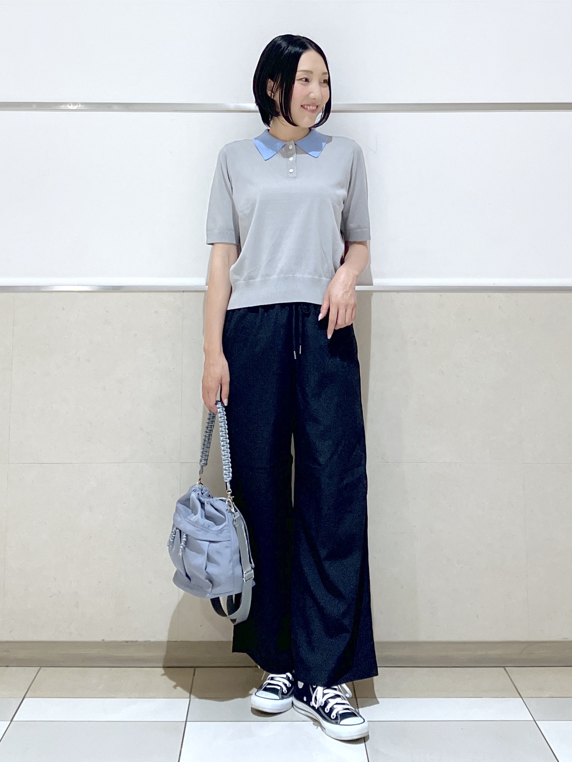 eriko さんの「Dessin｜ポロ襟 ハーフスリーブニット」を使ったコーディネート
