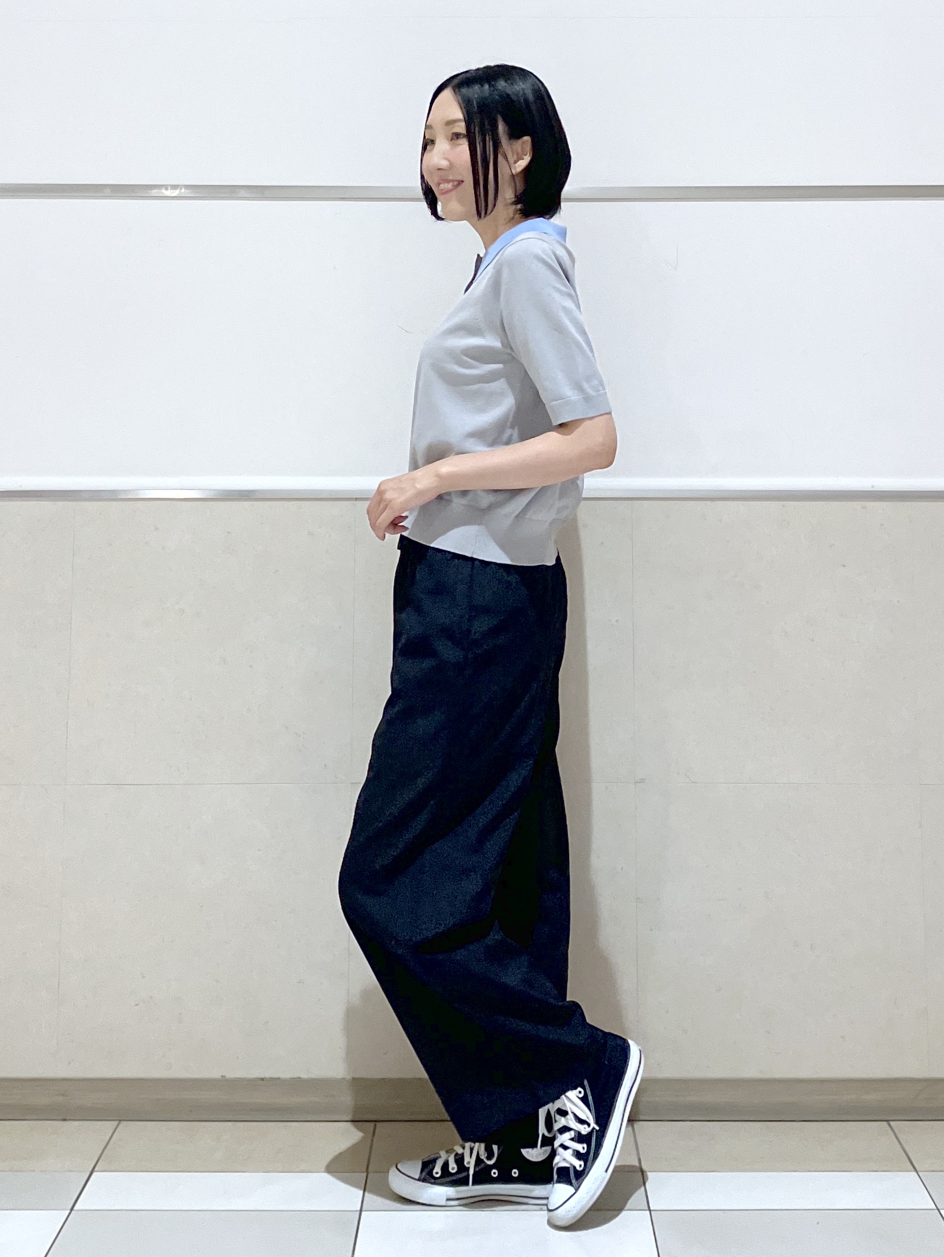 eriko さんの「Dessin｜ポロ襟 ハーフスリーブニット」を使ったコーディネート