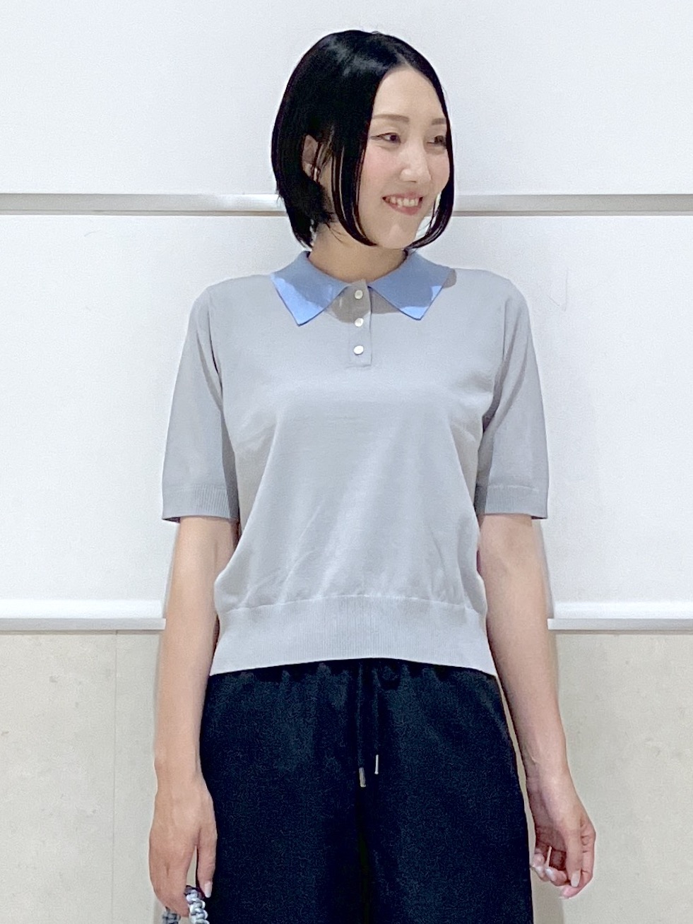 eriko さんの「Dessin｜ポロ襟 ハーフスリーブニット」を使ったコーディネート