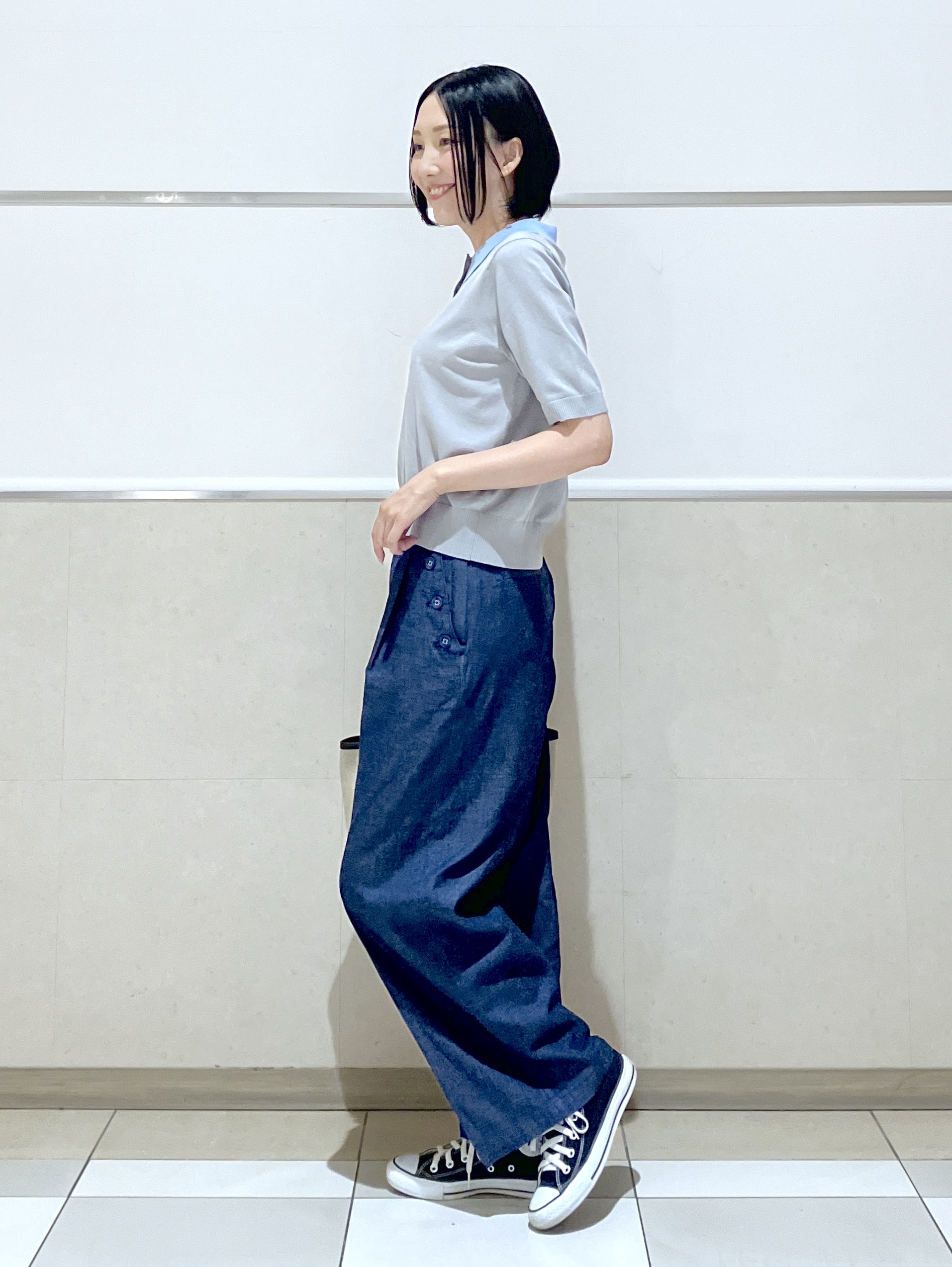 eriko さんの「Dessin｜ポロ襟 ハーフスリーブニット」を使ったコーディネート