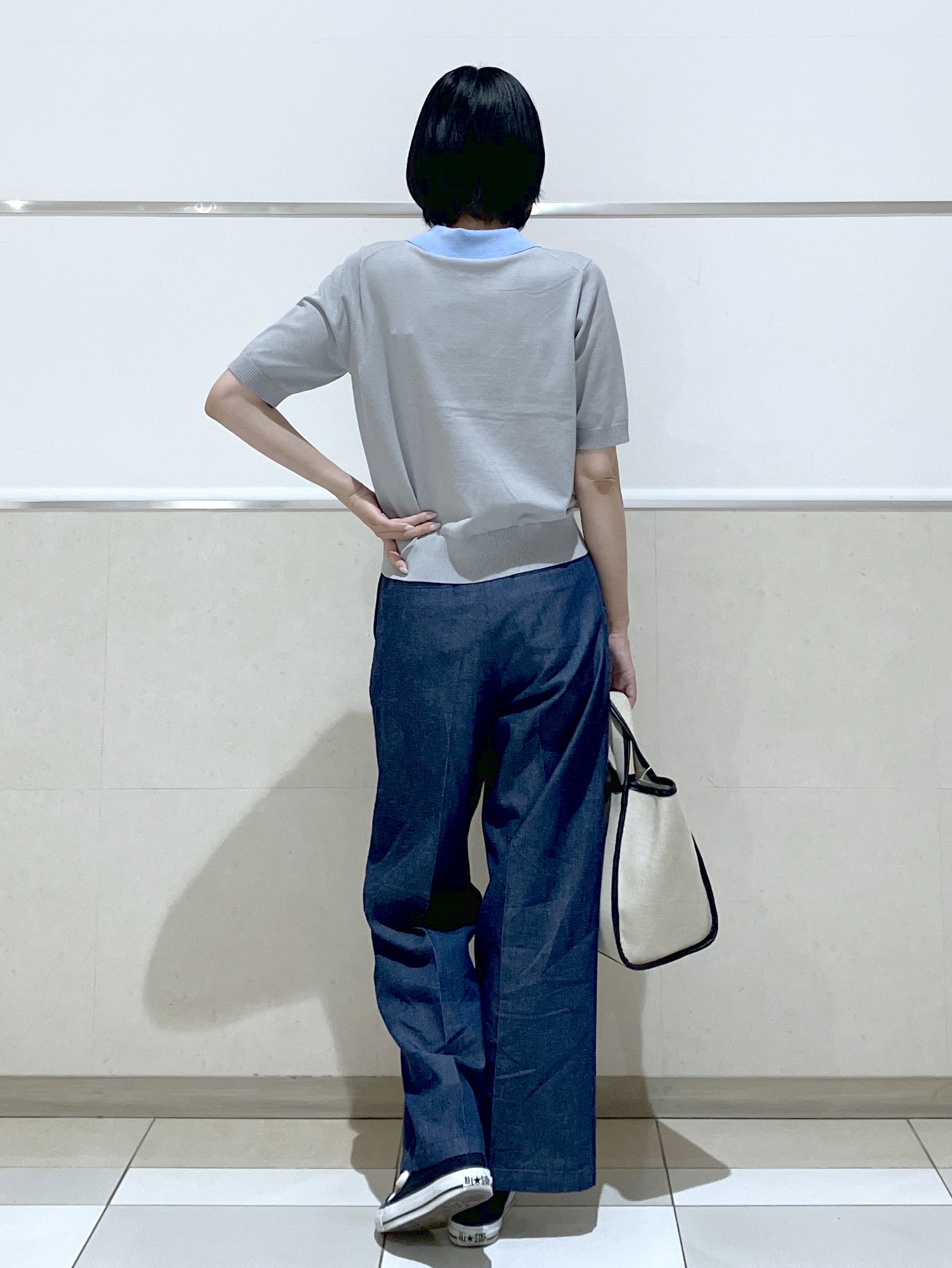 eriko さんの「Dessin｜ポロ襟 ハーフスリーブニット」を使ったコーディネート