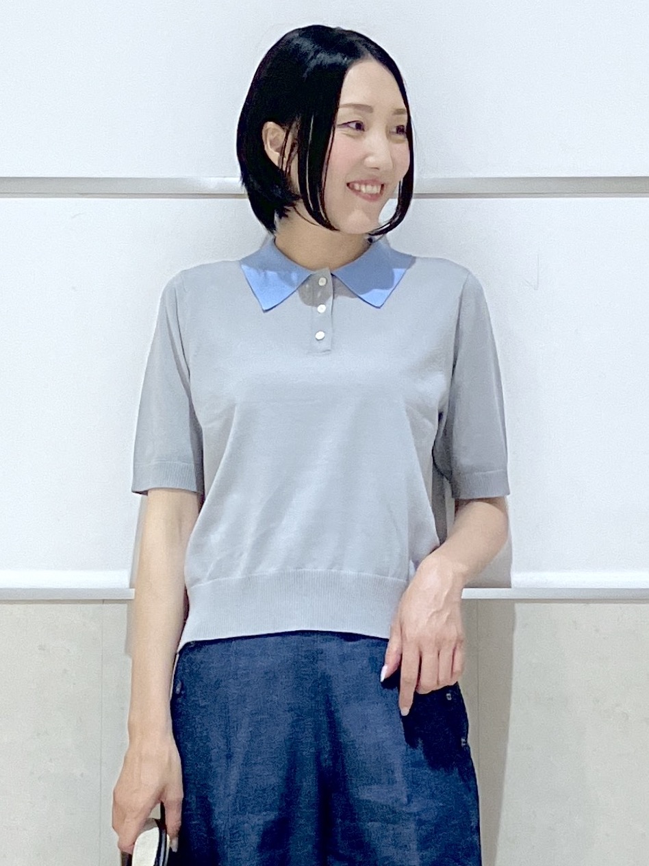 eriko さんの「Dessin｜ポロ襟 ハーフスリーブニット」を使ったコーディネート
