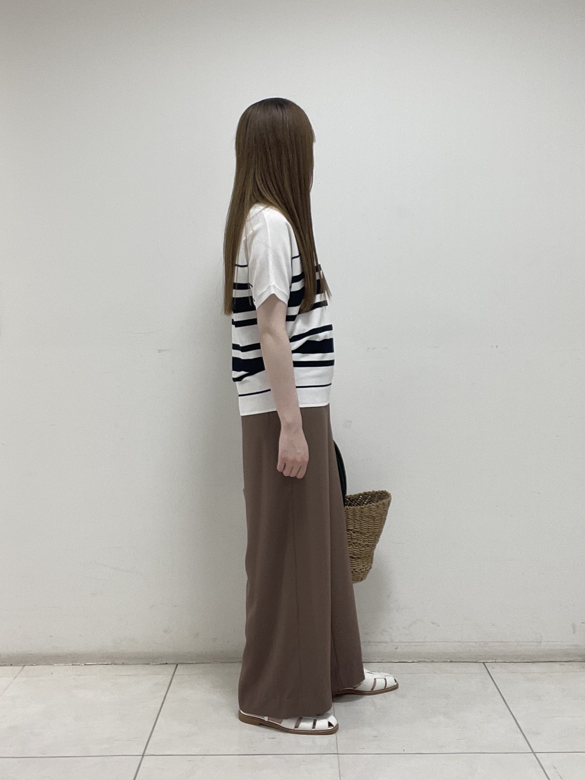 mさんの「INDIVI｜【洗える】ガーター編みVネックニットT」を使ったコーディネート