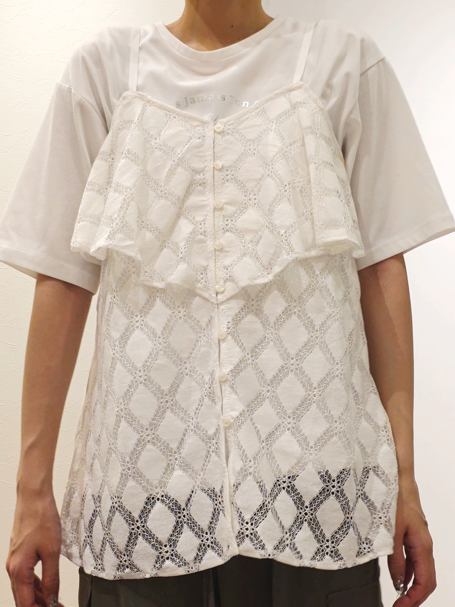 ケイさんの「grove｜【UVカット/接触冷感】プリントアソート5分袖Tシャツ」を使ったコーディネート