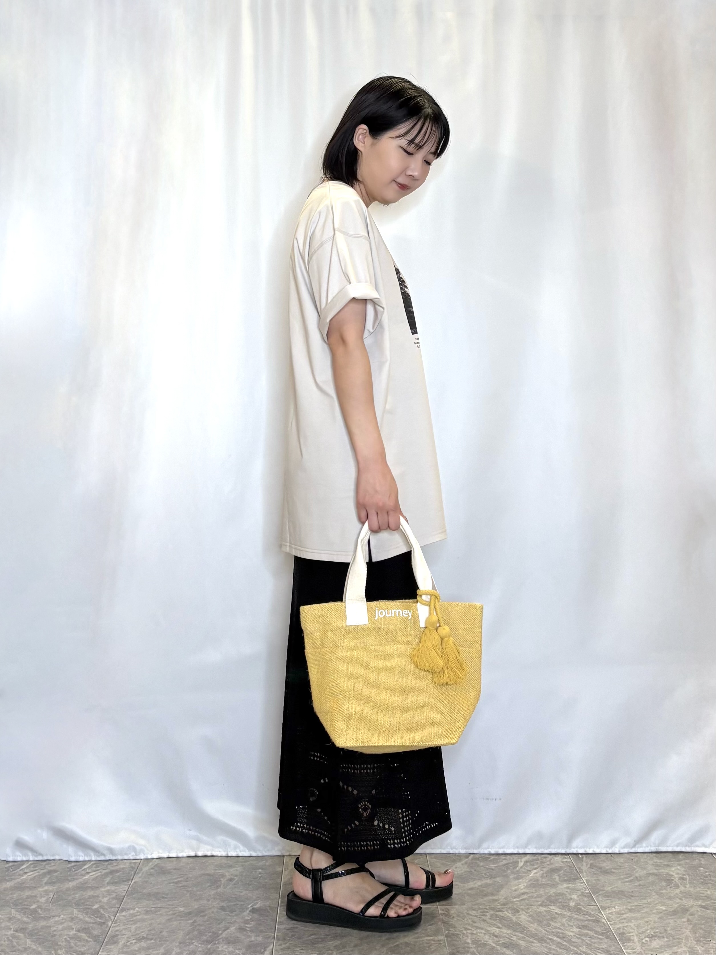 ネリさんの「SHOO･LA･RUE｜【体型カバー】ゆるっとBIGアソートTシャツ」を使ったコーディネート