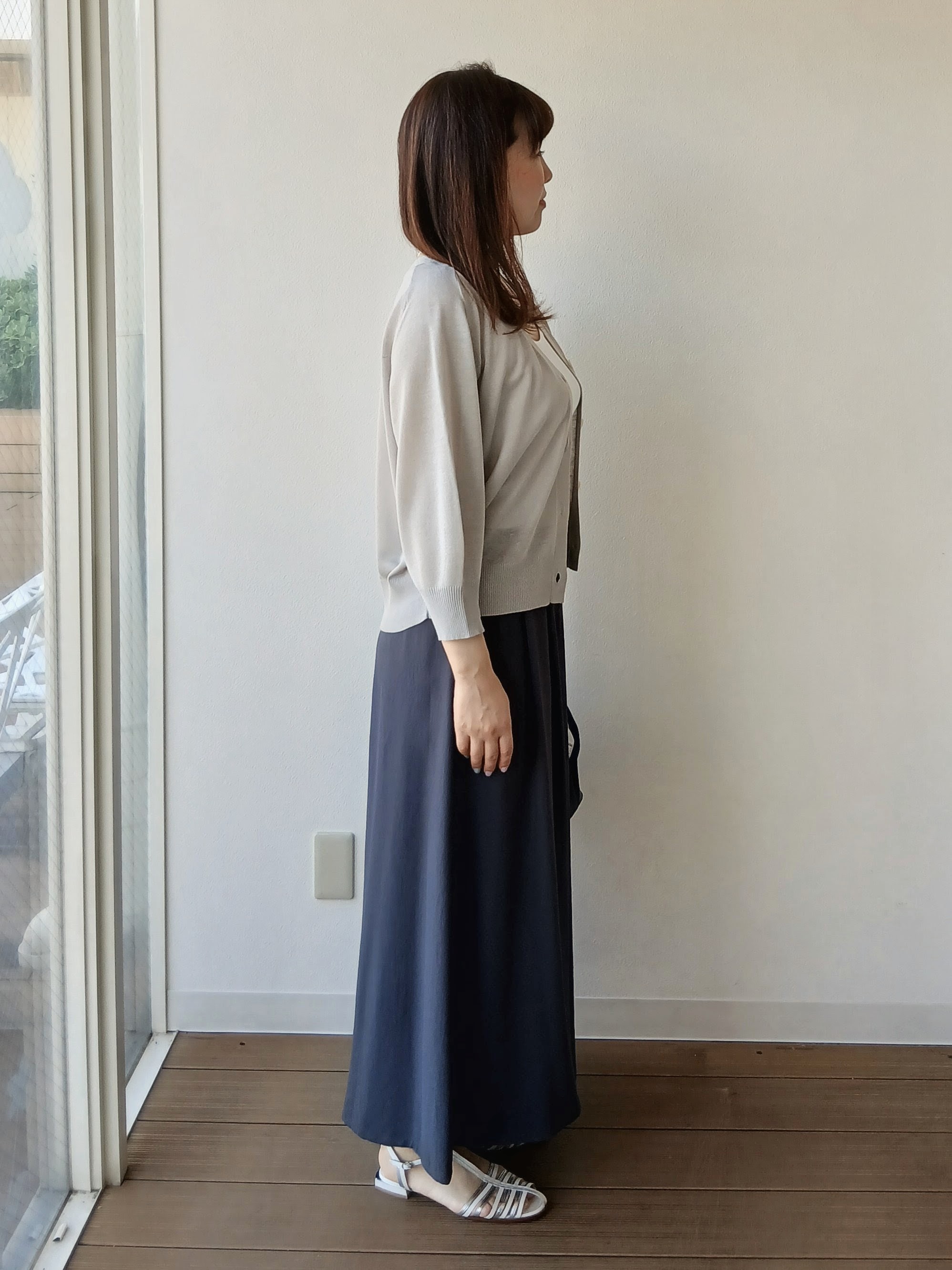 なみきさんの「UNTITLED｜【アンサンブル可/シアー】リネンエステルカーディガン」を使ったコーディネート