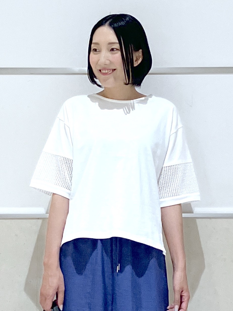 eriko さんの「Dessin｜【接触冷感】メッシュレーススリーブプルオーバー」を使ったコーディネート