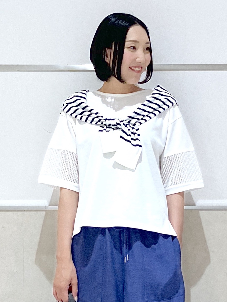 eriko さんの「Dessin｜【接触冷感】メッシュレーススリーブプルオーバー」を使ったコーディネート