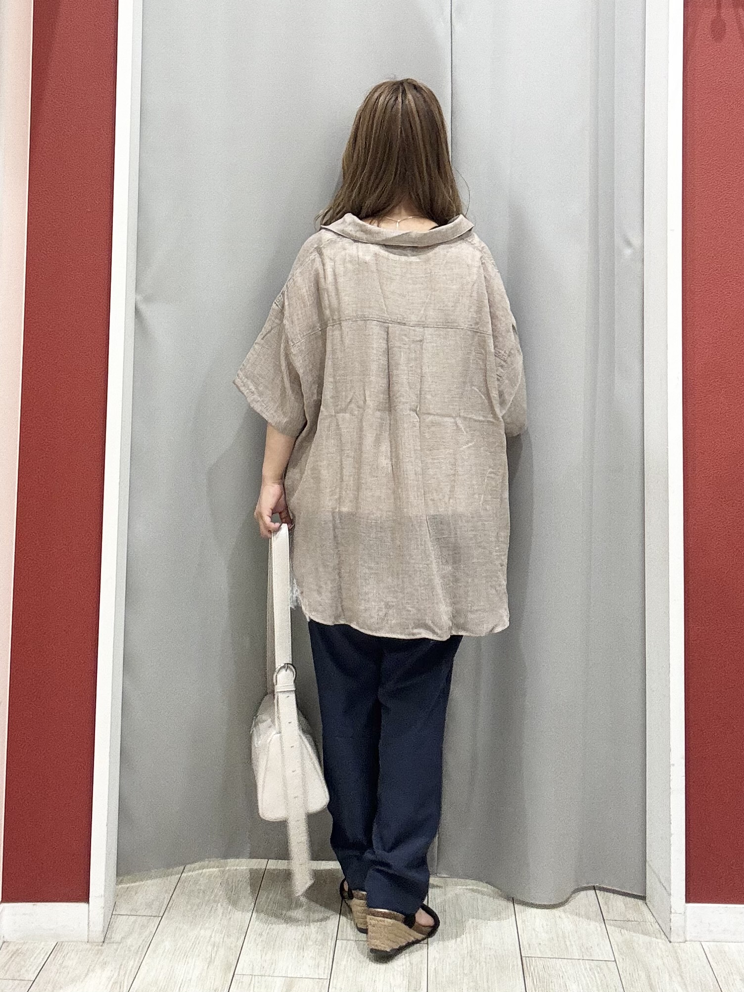 shioさんの「SHOO･LA･RUE｜【S-LL】ナチュラルに決まる 半袖シアーシャツジャケット」を使ったコーディネート