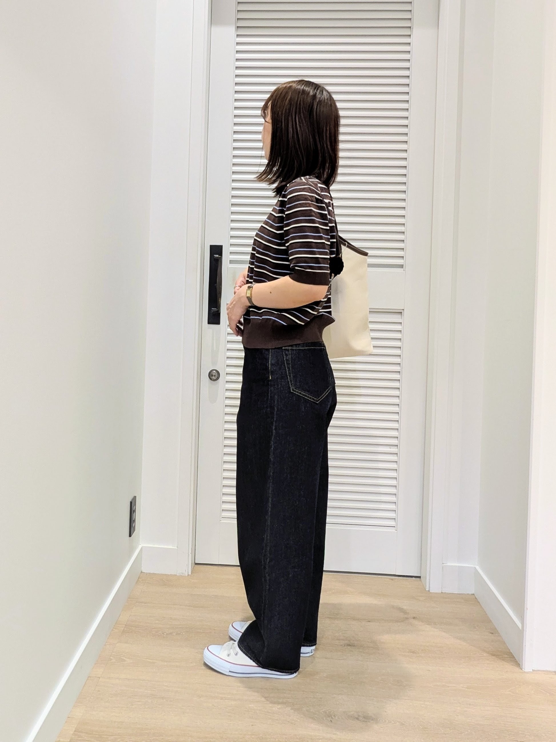 enさんの「Dessin｜ポロ襟 ハーフスリーブニット」を使ったコーディネート