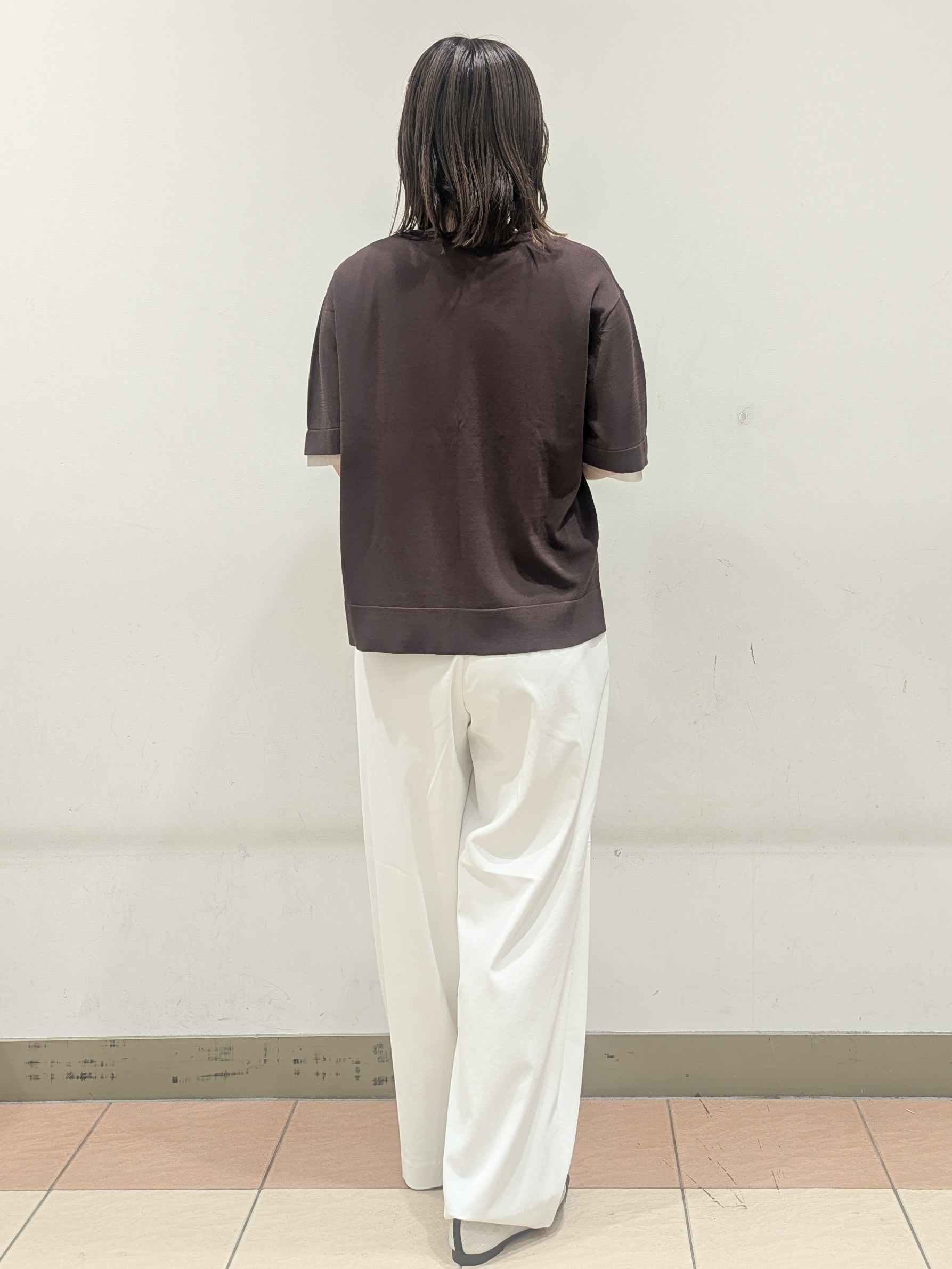 Miさんの「OPAQUE.CLIP｜【UV／接触冷感／抗ピル】シアー＆レイヤード風さらりニット《洗濯機OK》」を使ったコーディネート