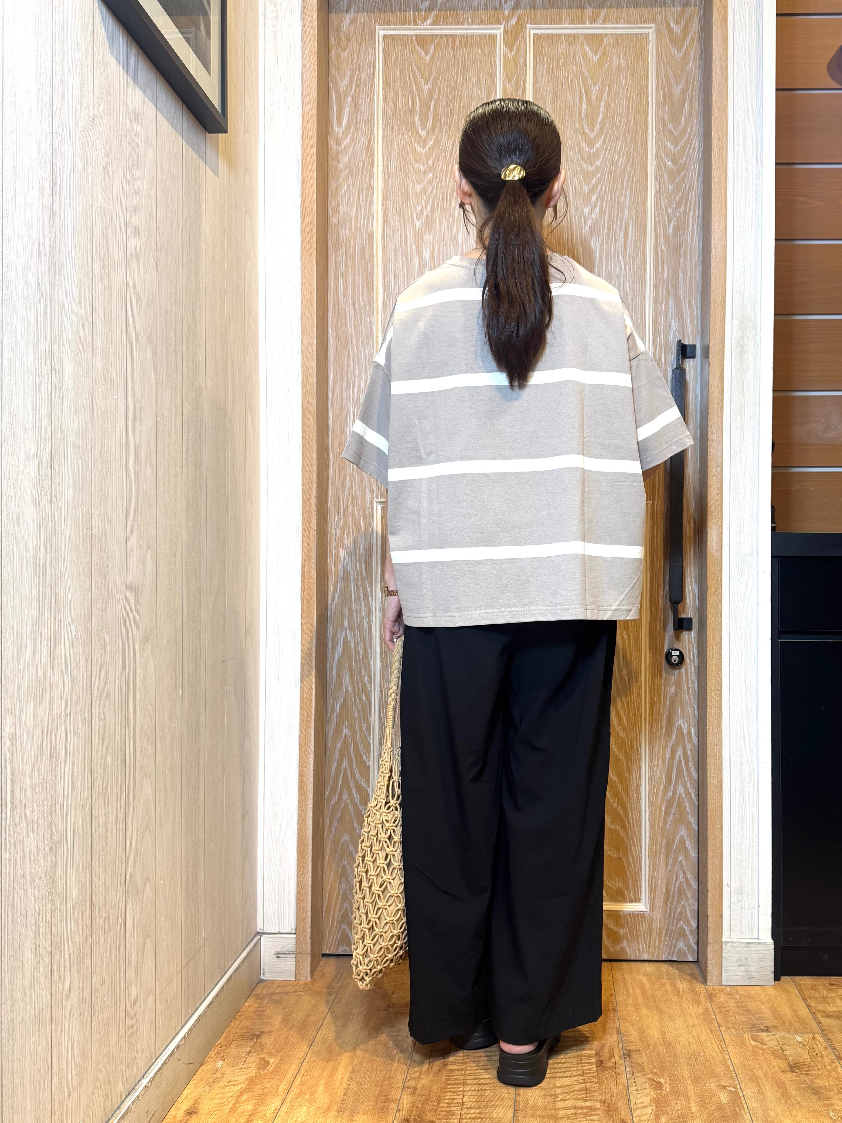KAORIさんの「SHOO･LA･RUE｜【S-LL】涼しげで爽やか 太ボーダー斜め切り替えTシャツ」を使ったコーディネート