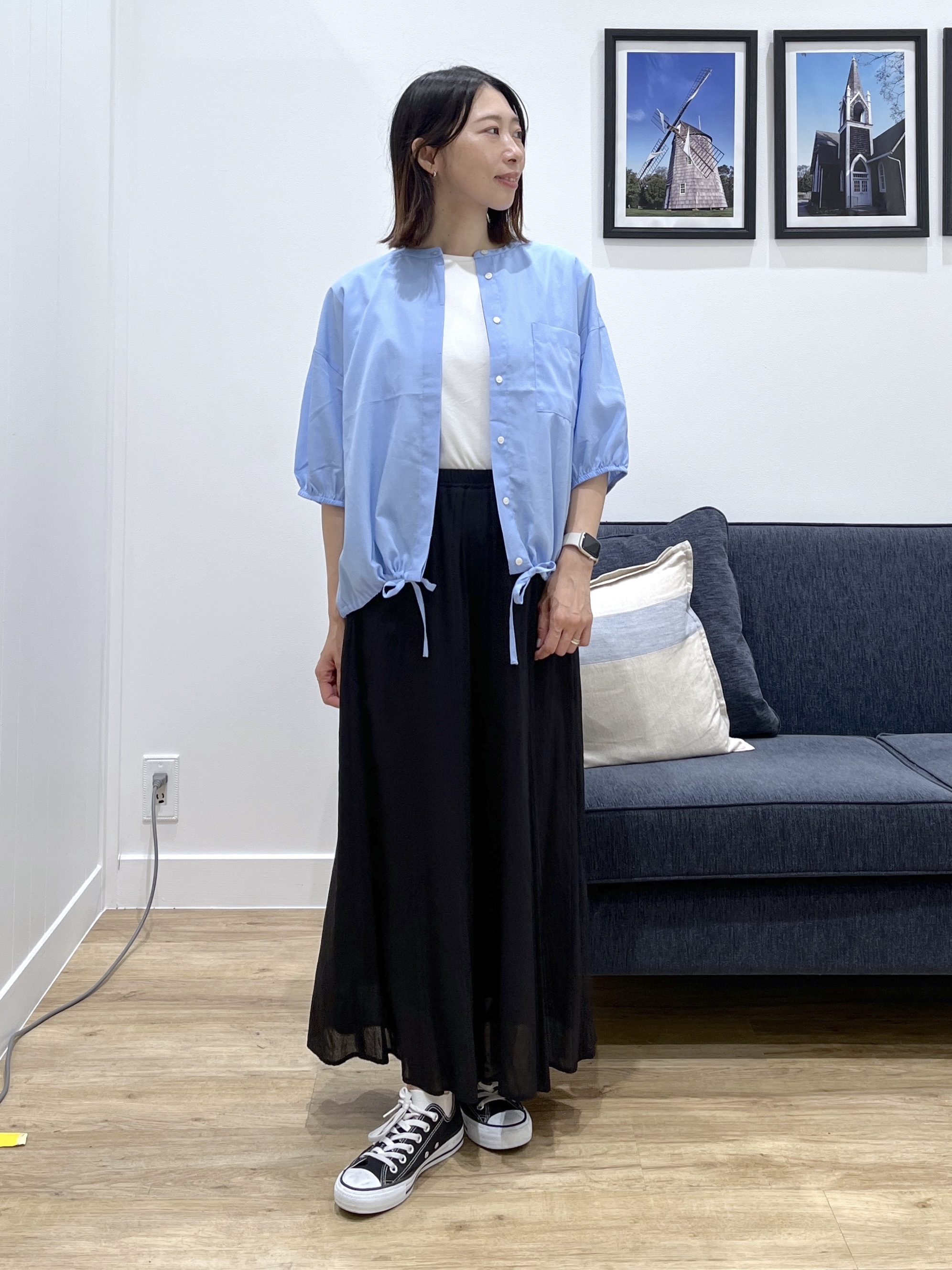 canaさんの「Dessin｜【高通気/セットアップ可】ハーフスリーブドロストシャツブラウス」を使ったコーディネート