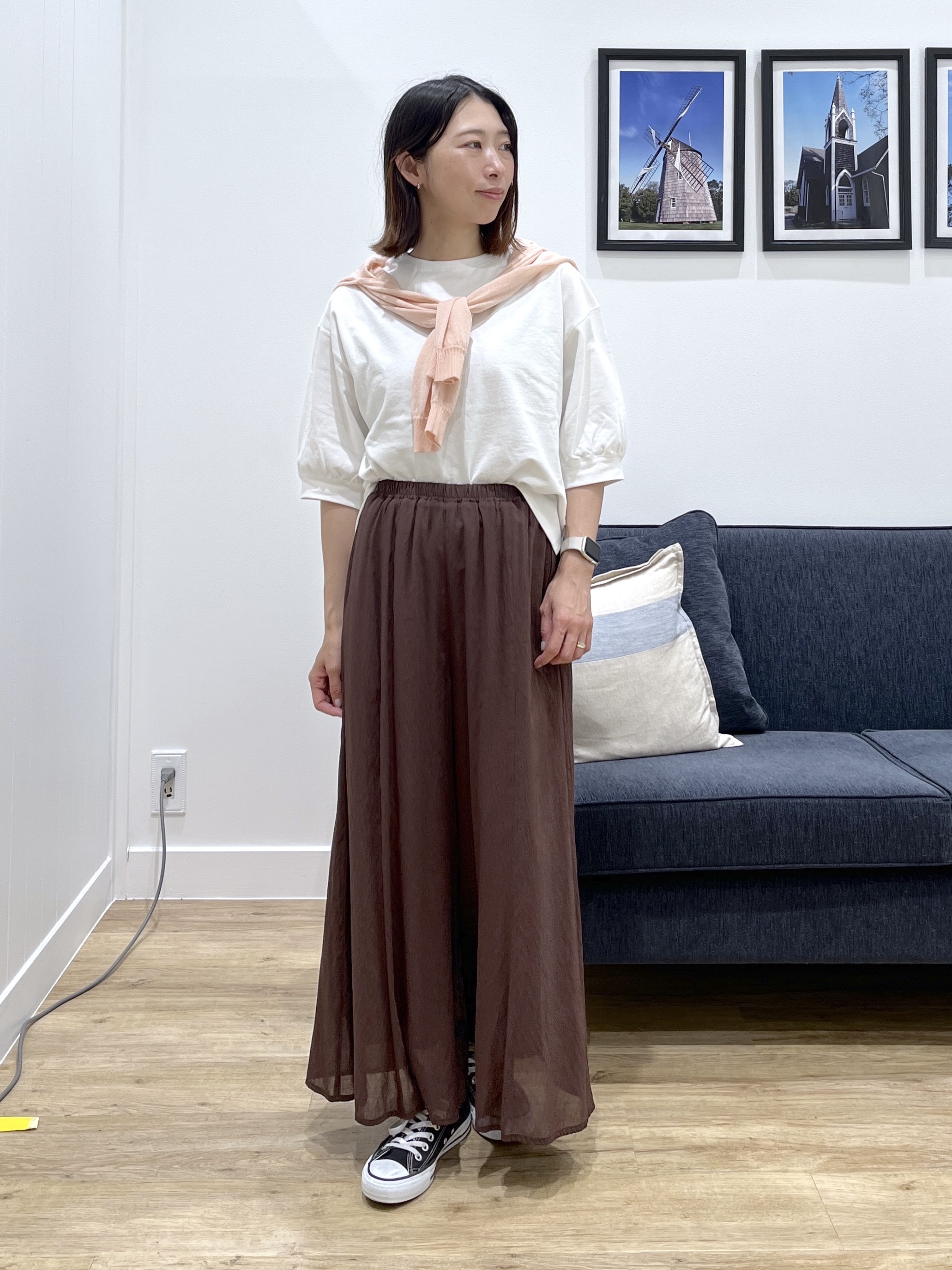canaさんの「Dessin｜【360度可愛い】バックヘンリーカットソー5分袖」を使ったコーディネート