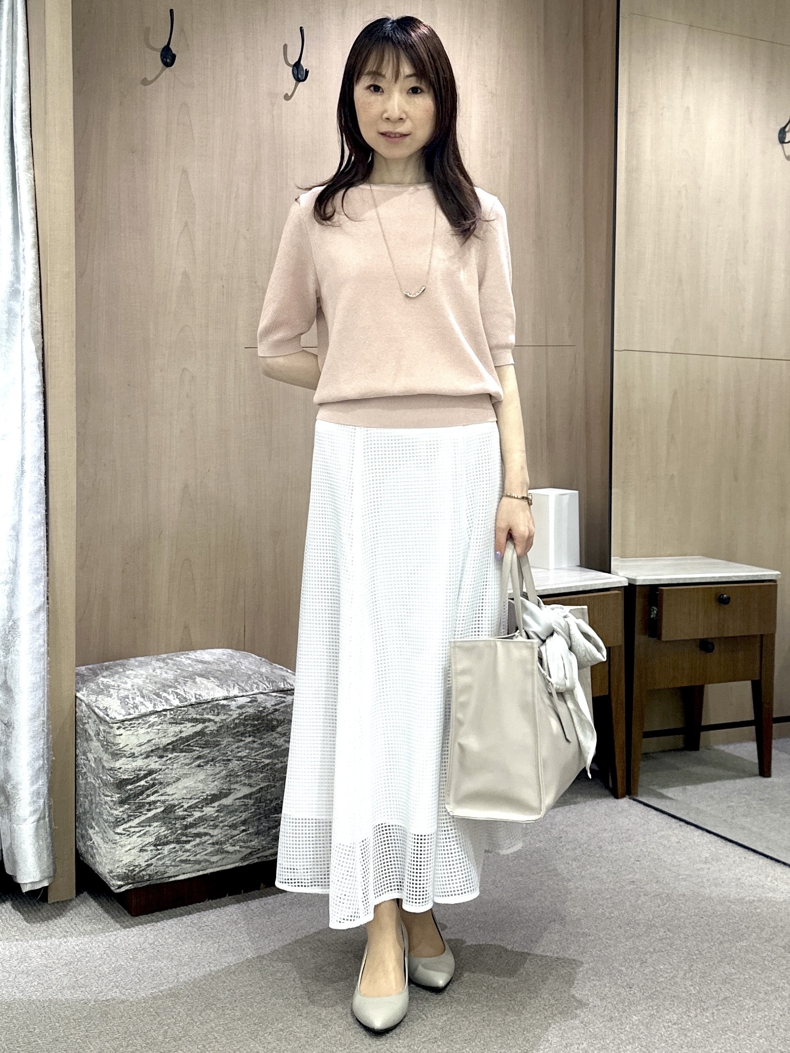 Miwaさんの「UNTITLED｜◆【アンサンブル可】ラメ混クルーネックカーディガン」を使ったコーディネート